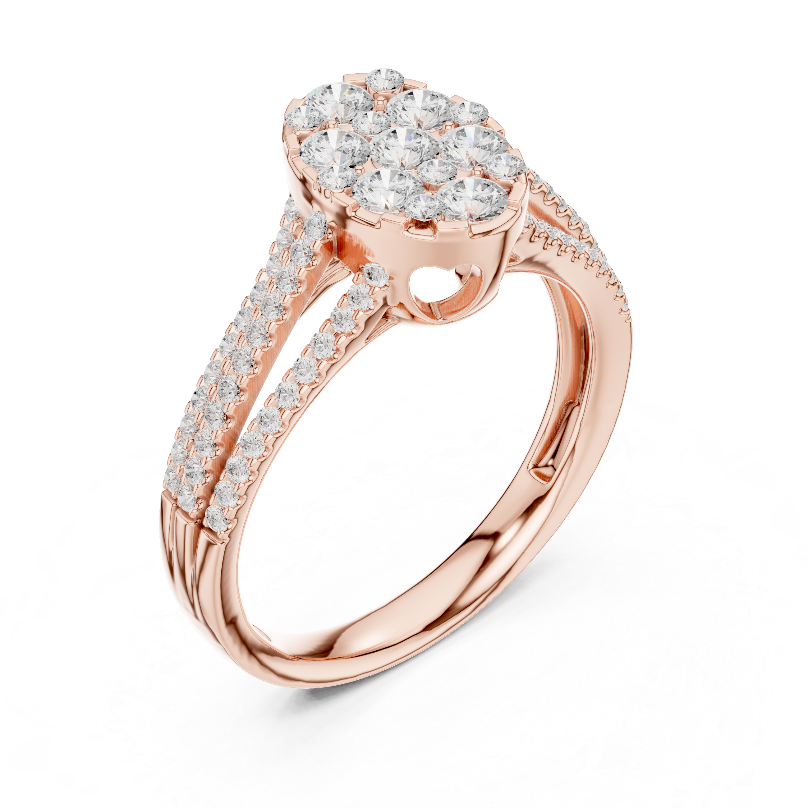 Oval Diamond Cluster Engagement Ring
