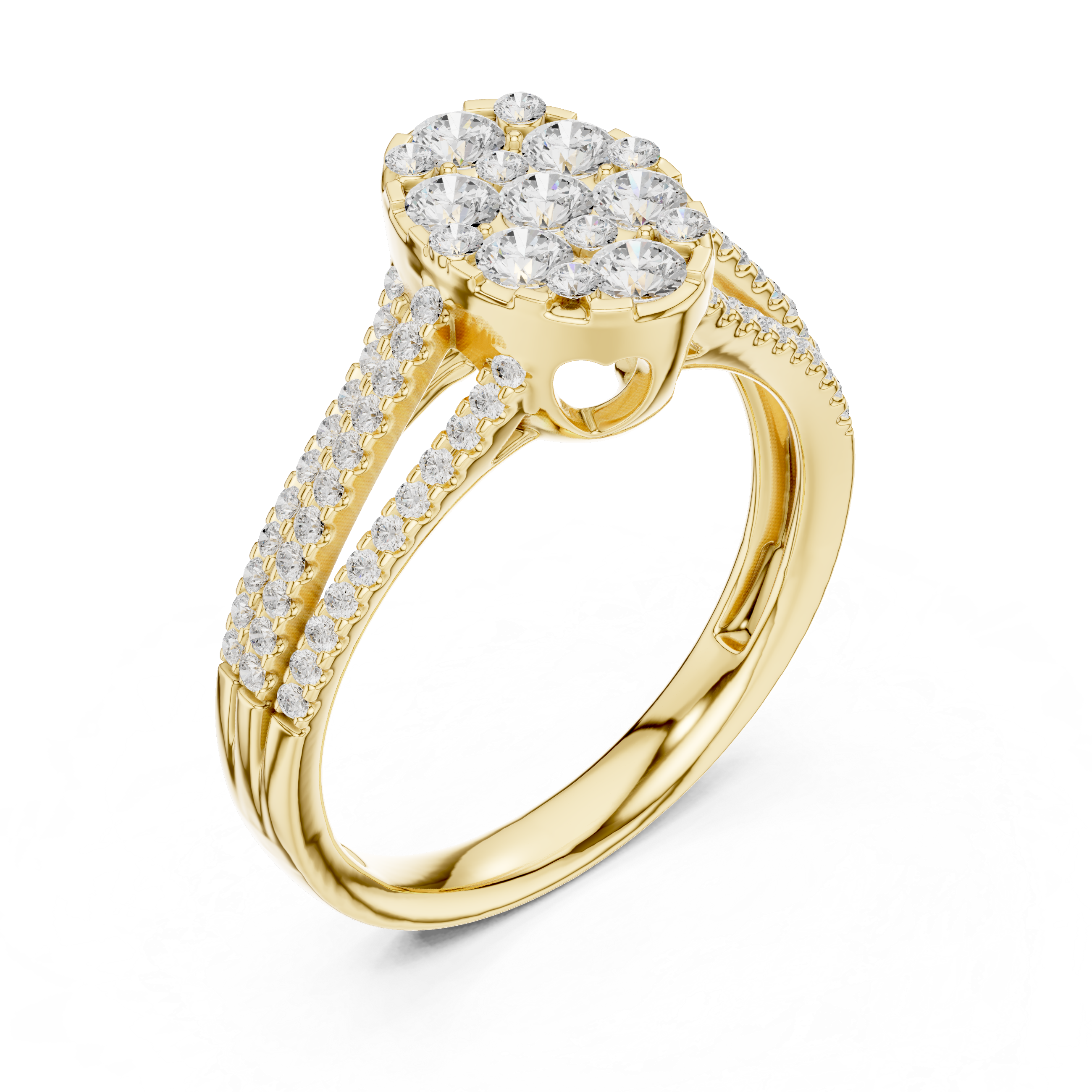 Oval Diamond Cluster Engagement Ring