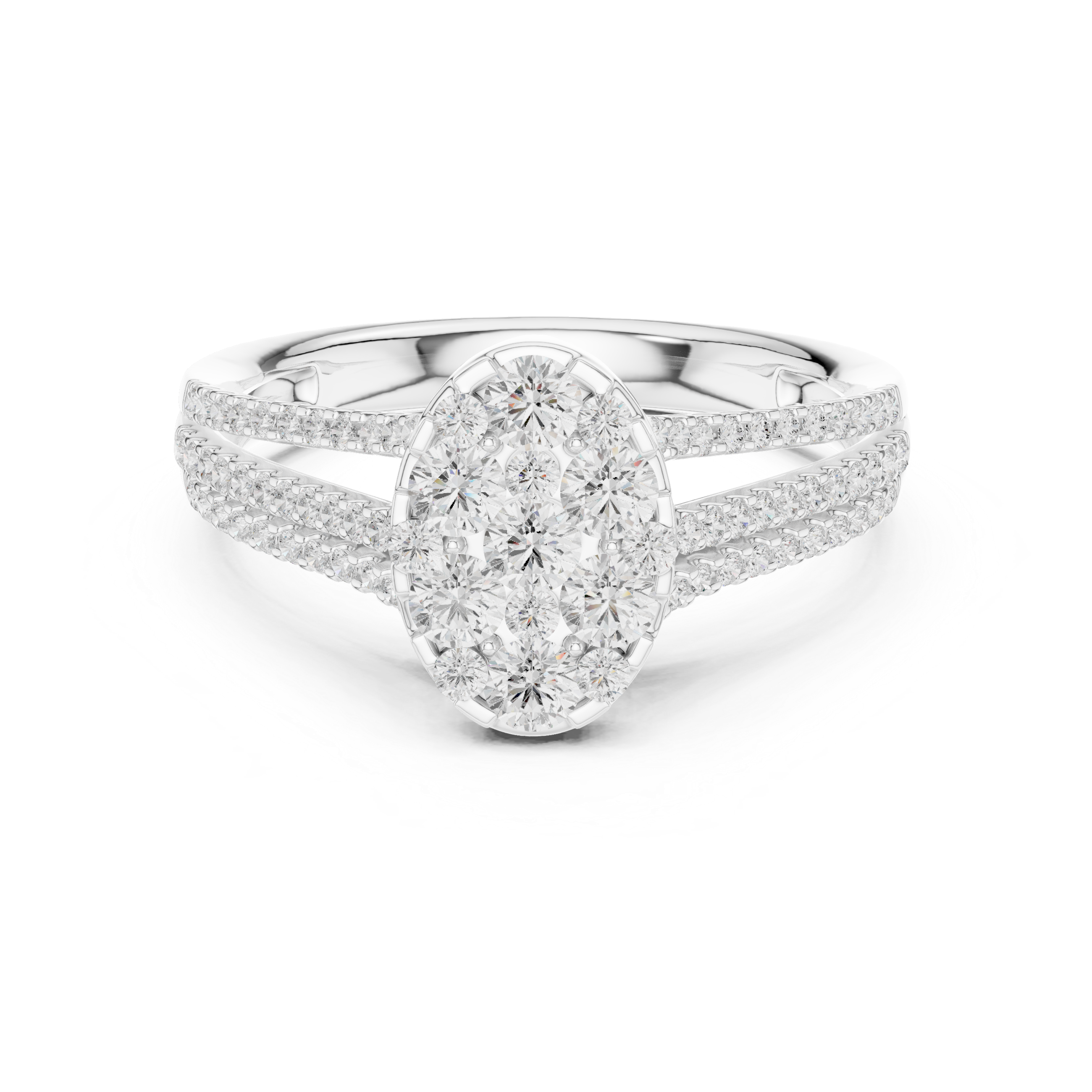 Oval Diamond Cluster Engagement Ring