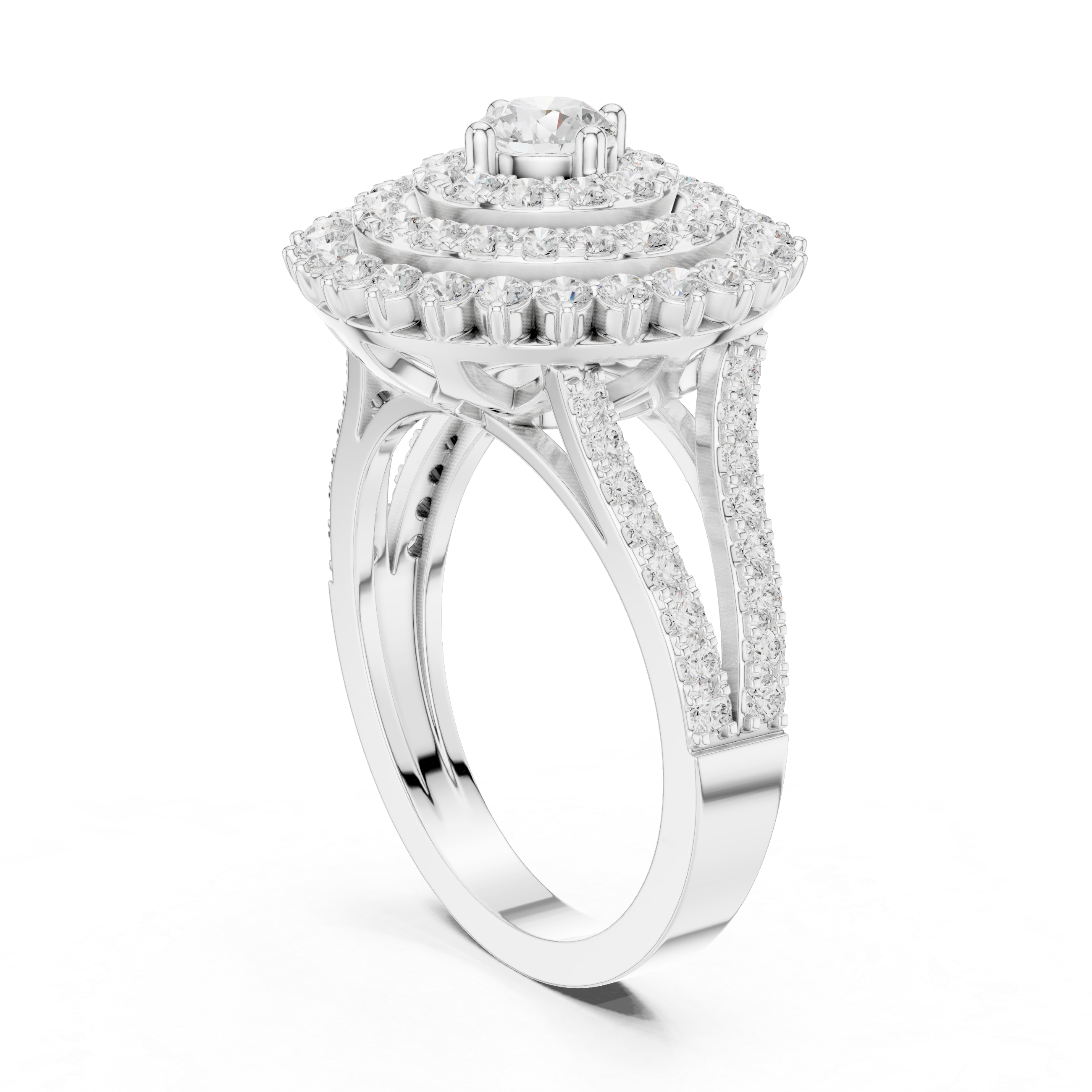 Triple Halo Round Diamond Engagement Ring