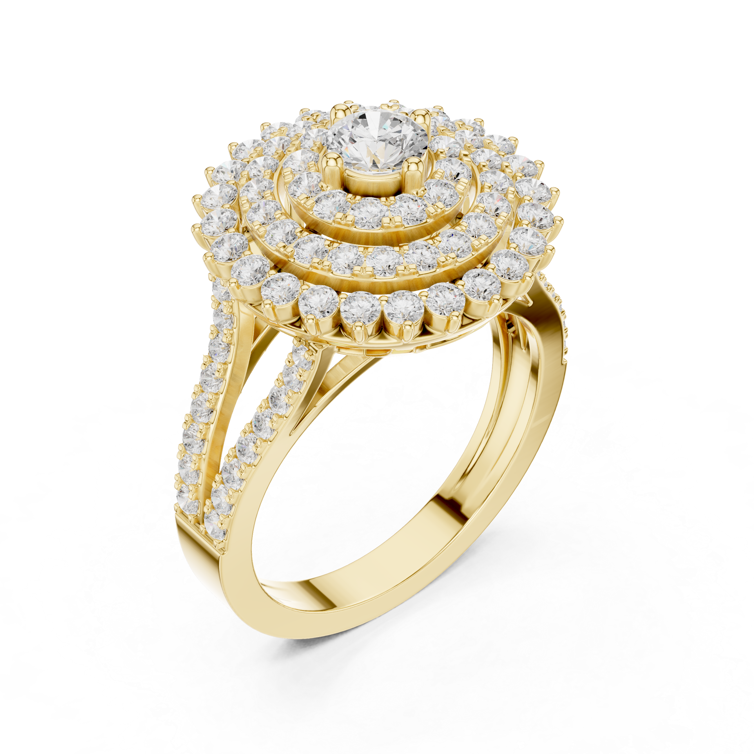 Triple Halo Round Diamond Engagement Ring