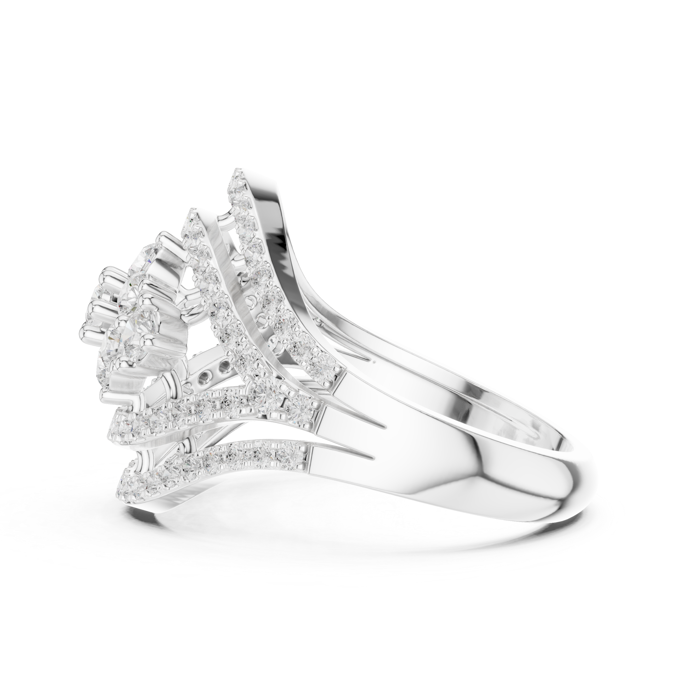 Floral Cluster Diamond Eye Cocktail Ring