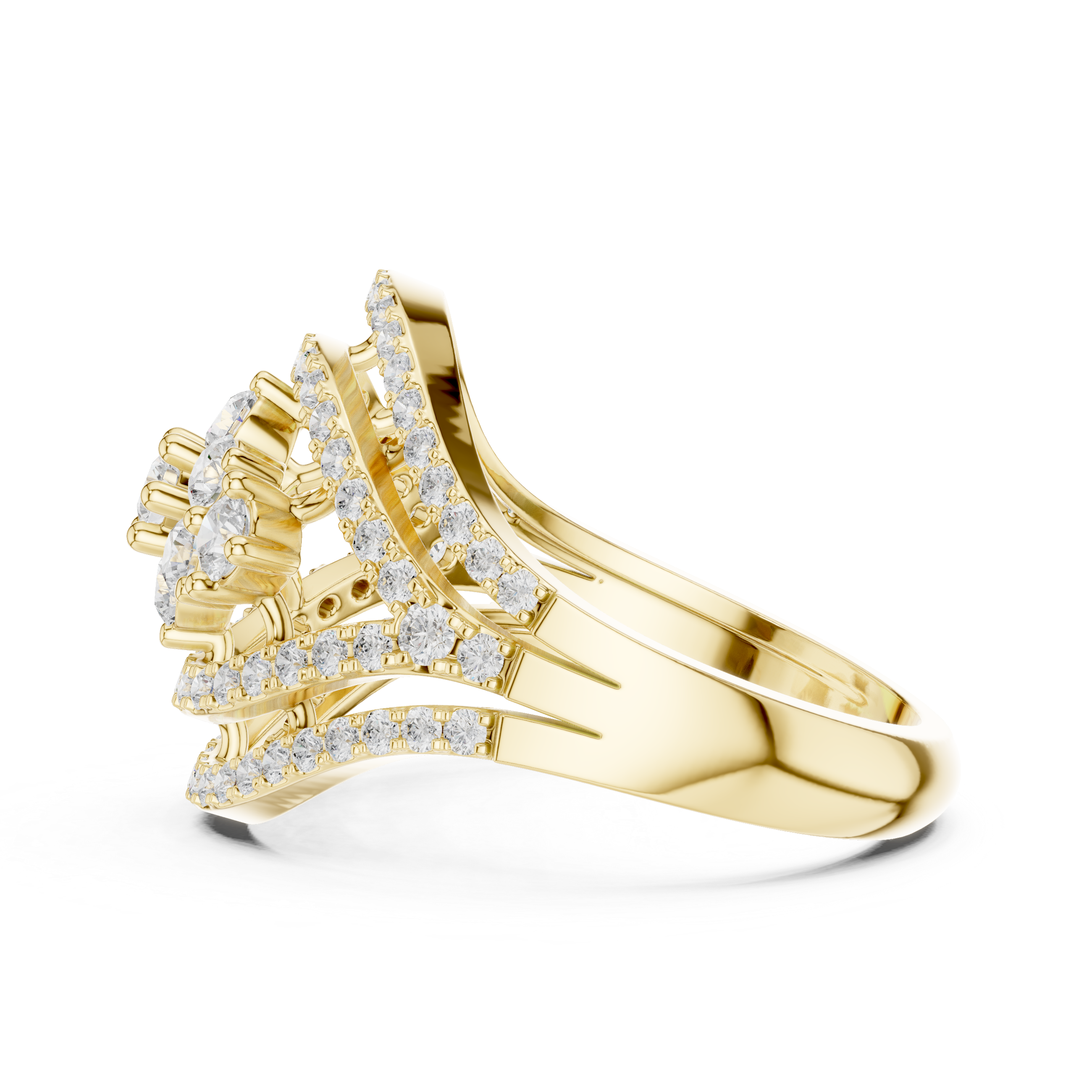 Floral Cluster Diamond Eye Cocktail Ring