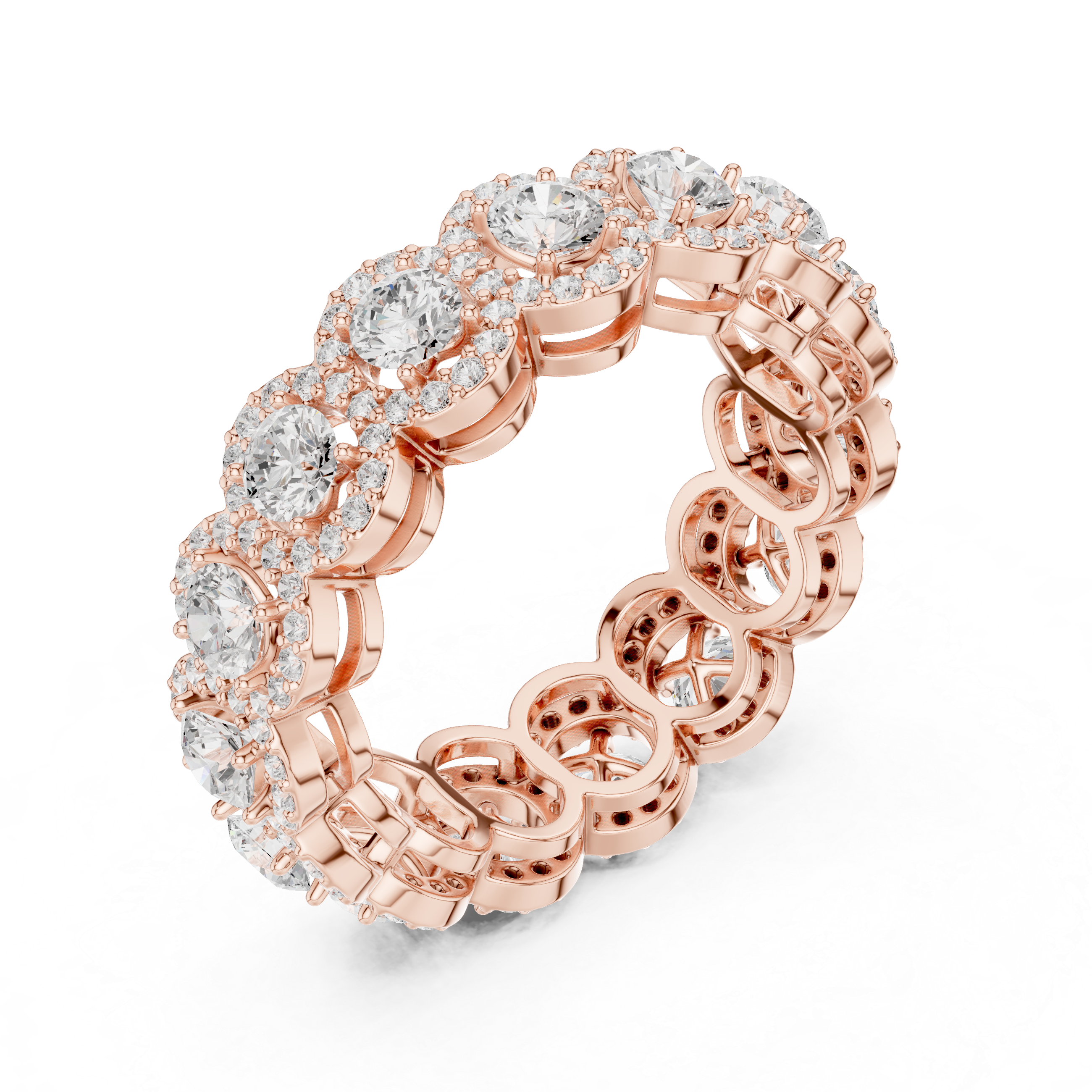 Round Halo Eternity Diamond Wedding Band
