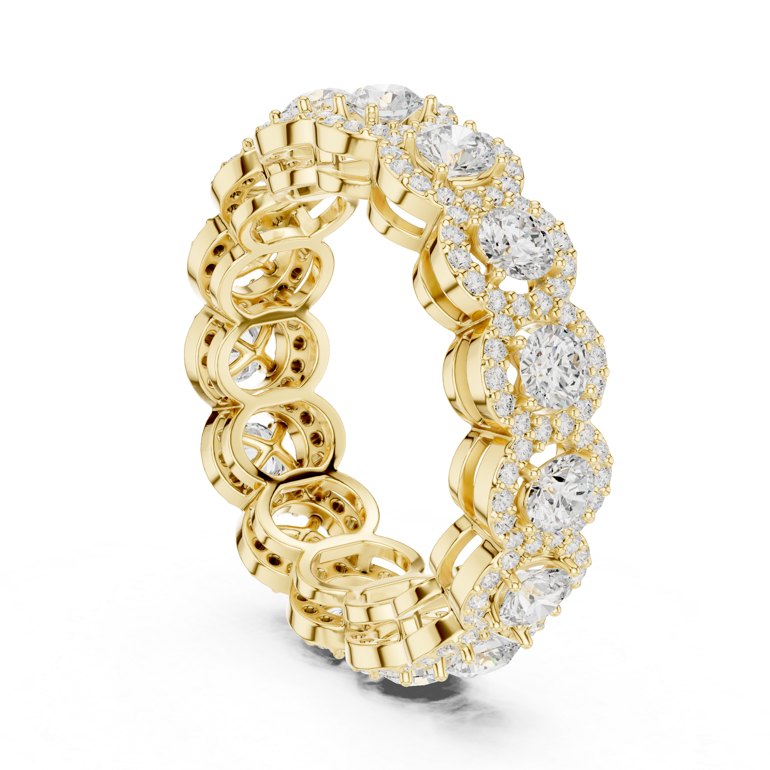 Round Halo Eternity Diamond Wedding Band