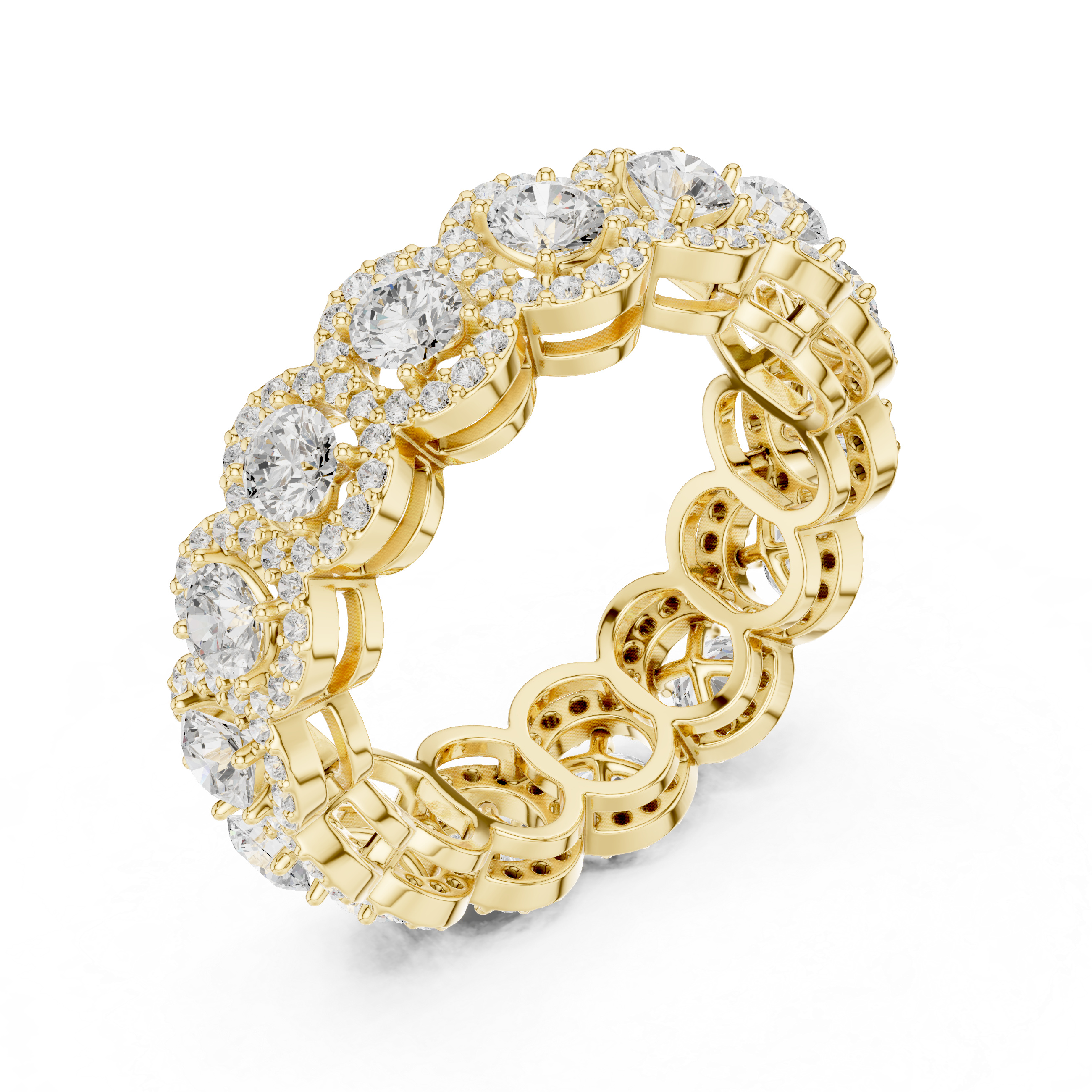 Round Halo Eternity Diamond Wedding Band