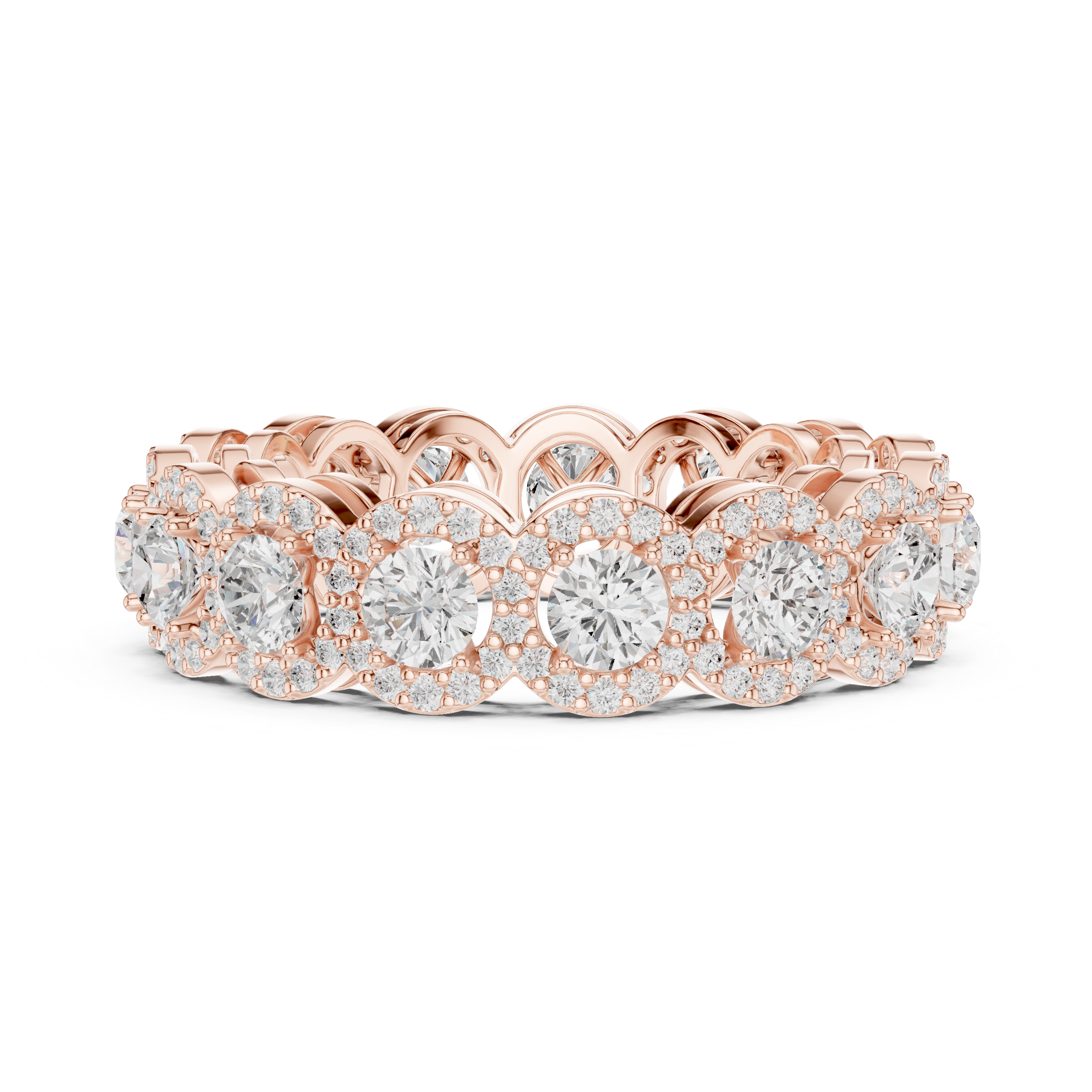 Round Halo Eternity Diamond Wedding Band