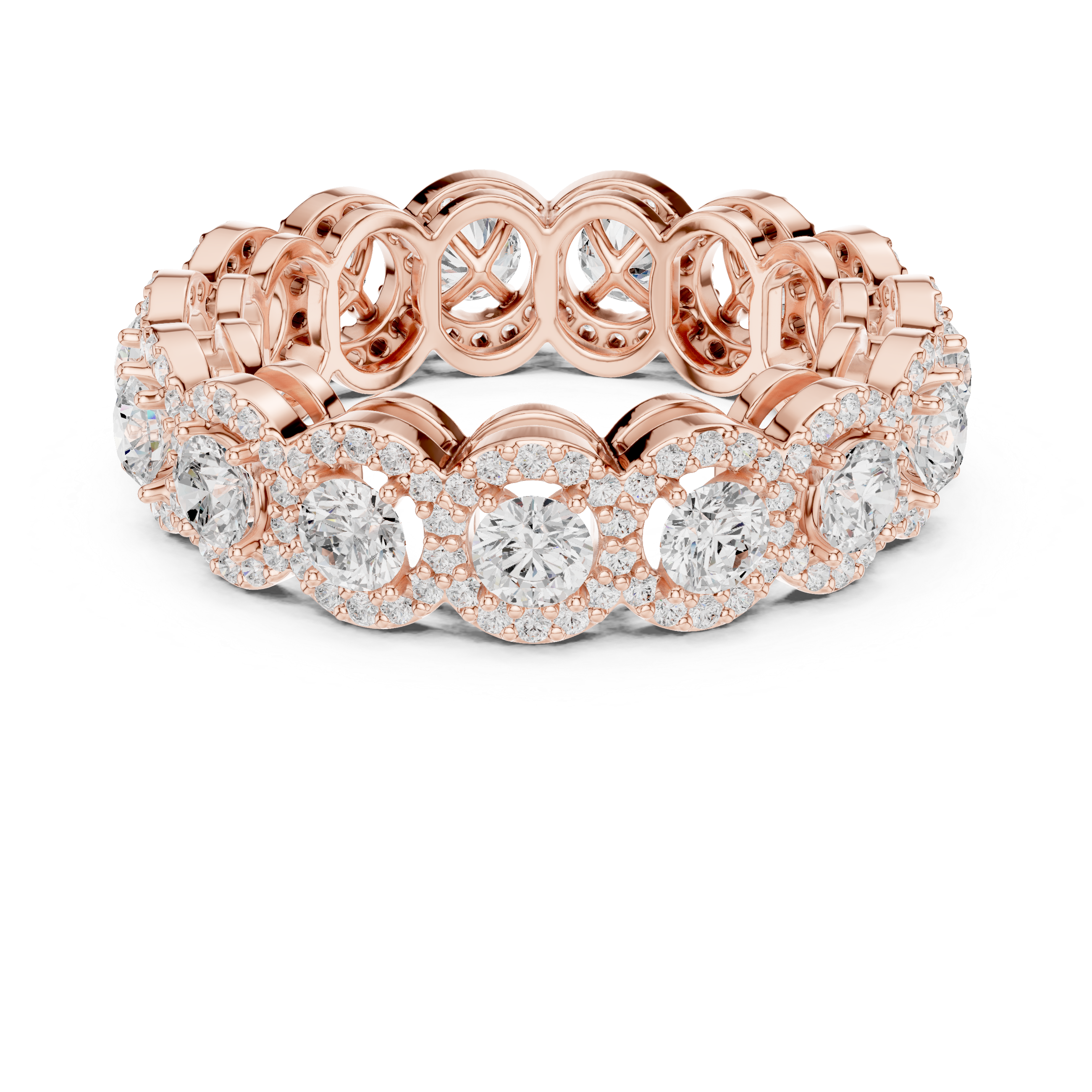Round Halo Eternity Diamond Wedding Band