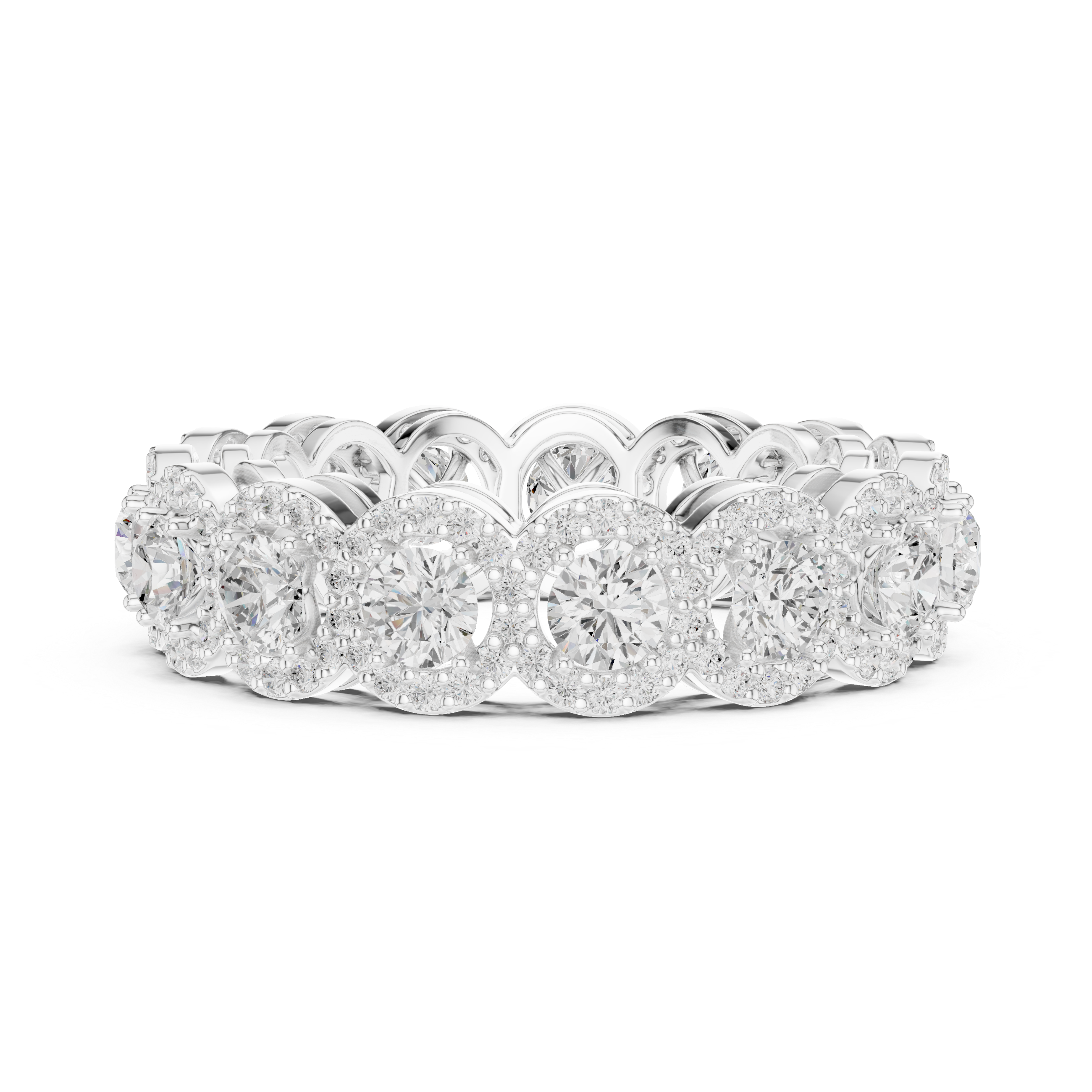 Round Halo Eternity Diamond Wedding Band