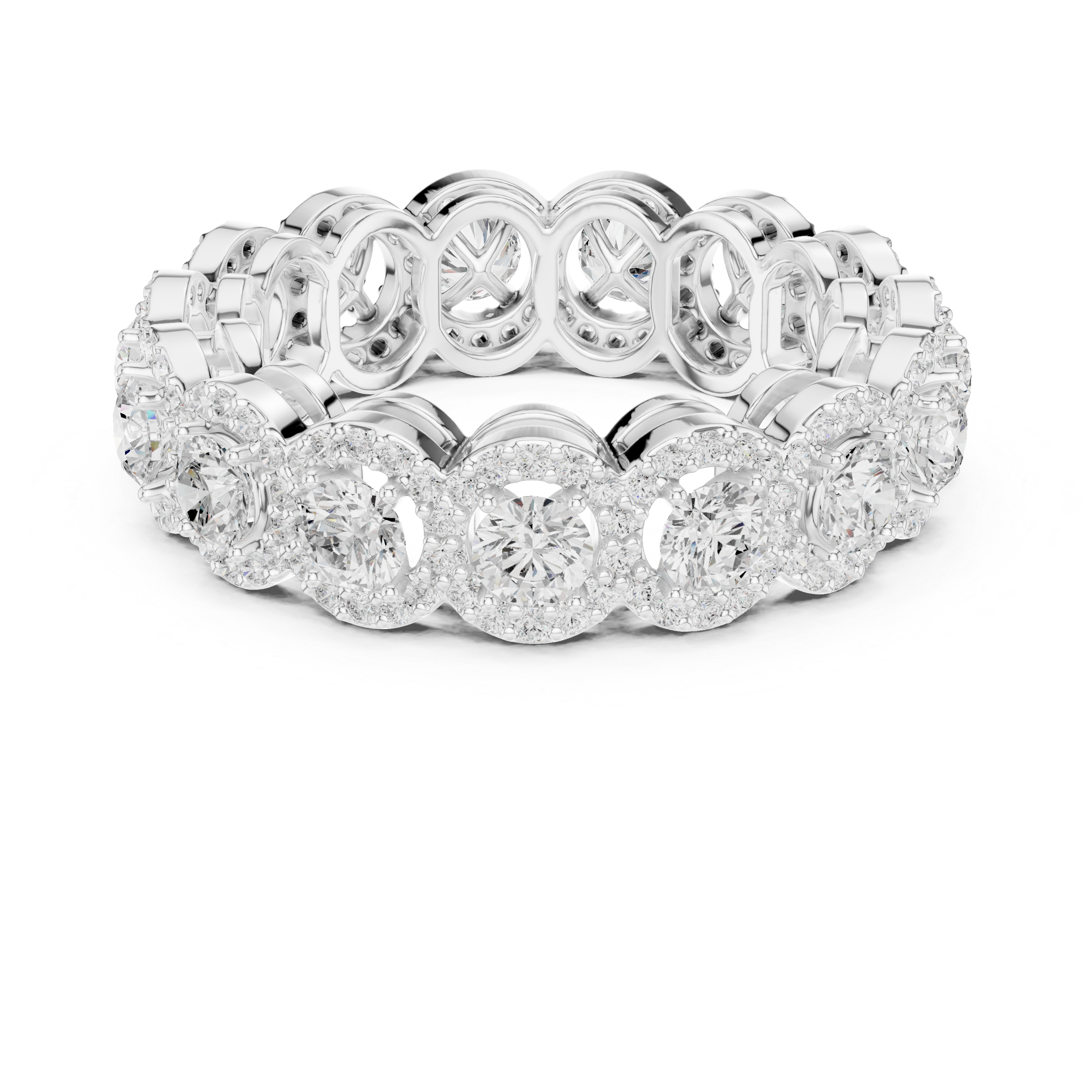 Round Halo Eternity Diamond Wedding Band