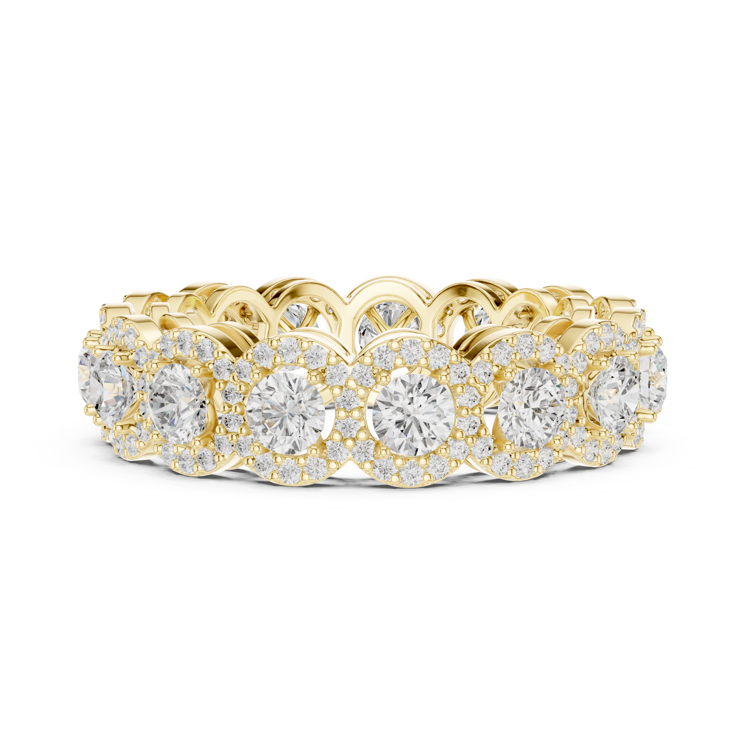 Round Halo Eternity Diamond Wedding Band