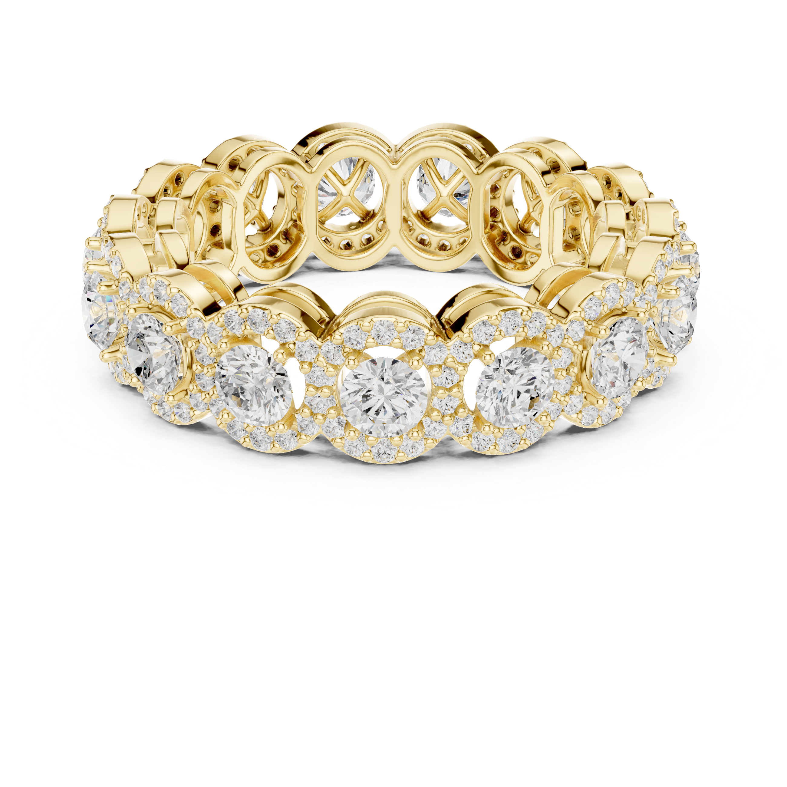 Round Halo Eternity Diamond Wedding Band