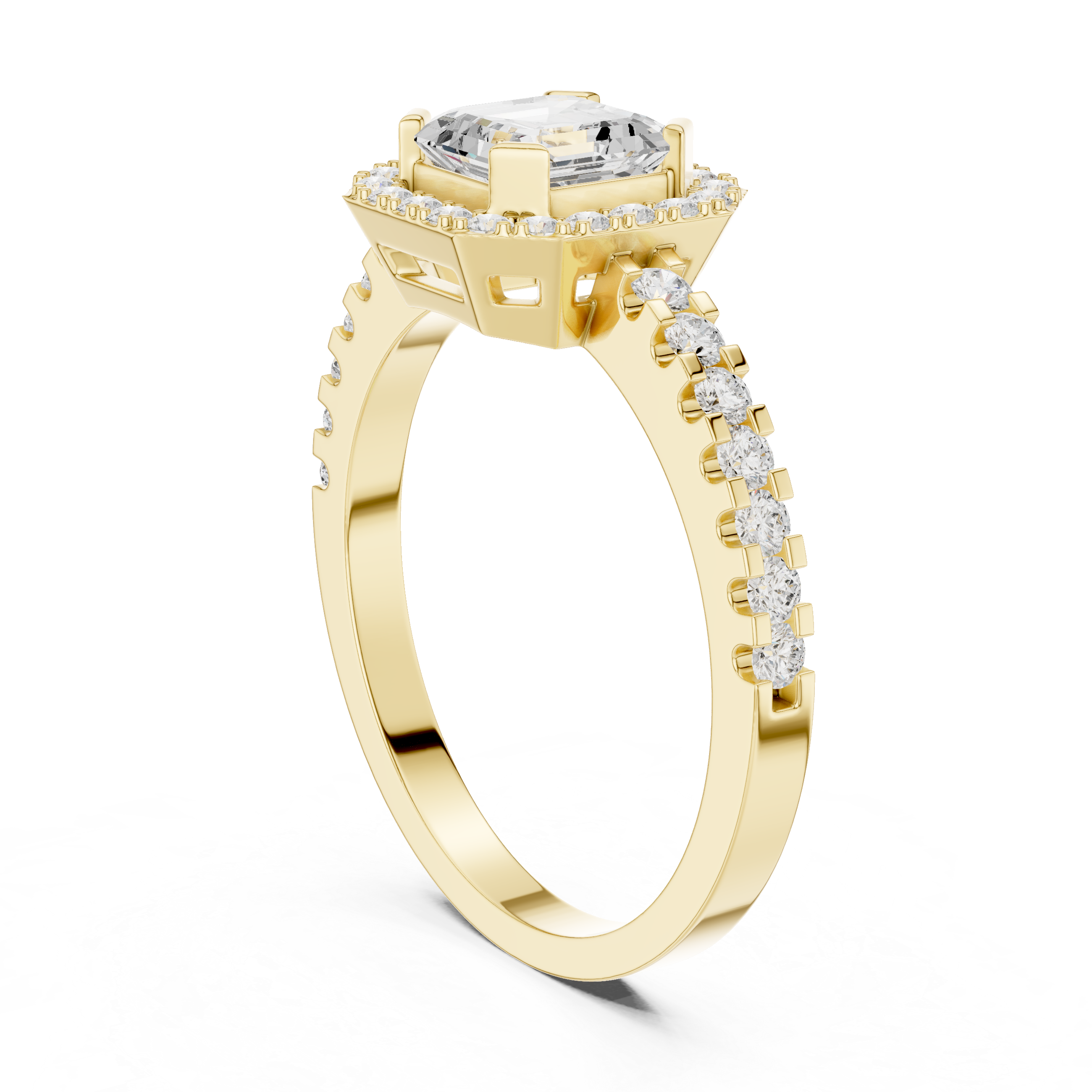 Asscher Cut Halo Diamond Engagement Ring