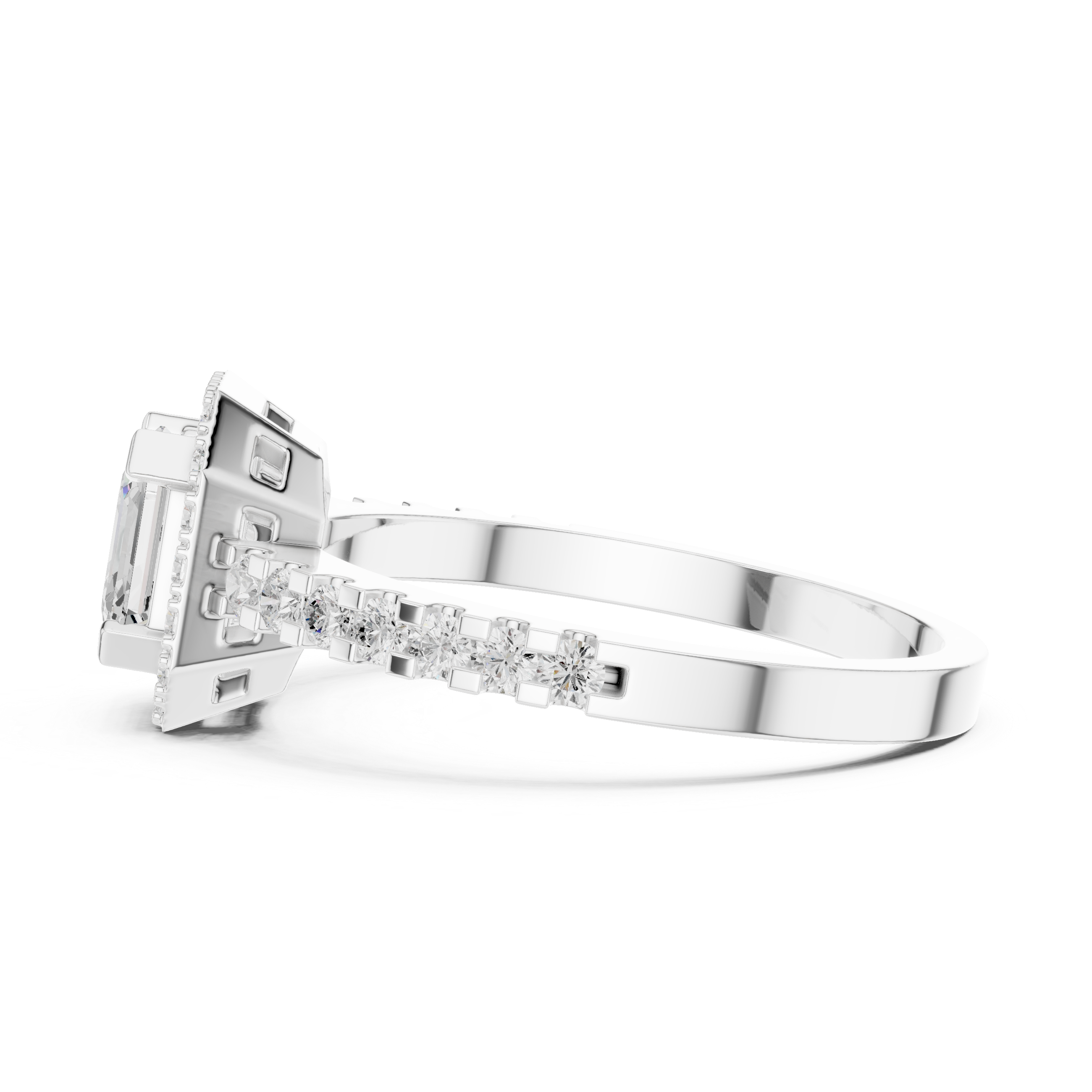 Asscher Cut Halo Diamond Engagement Ring