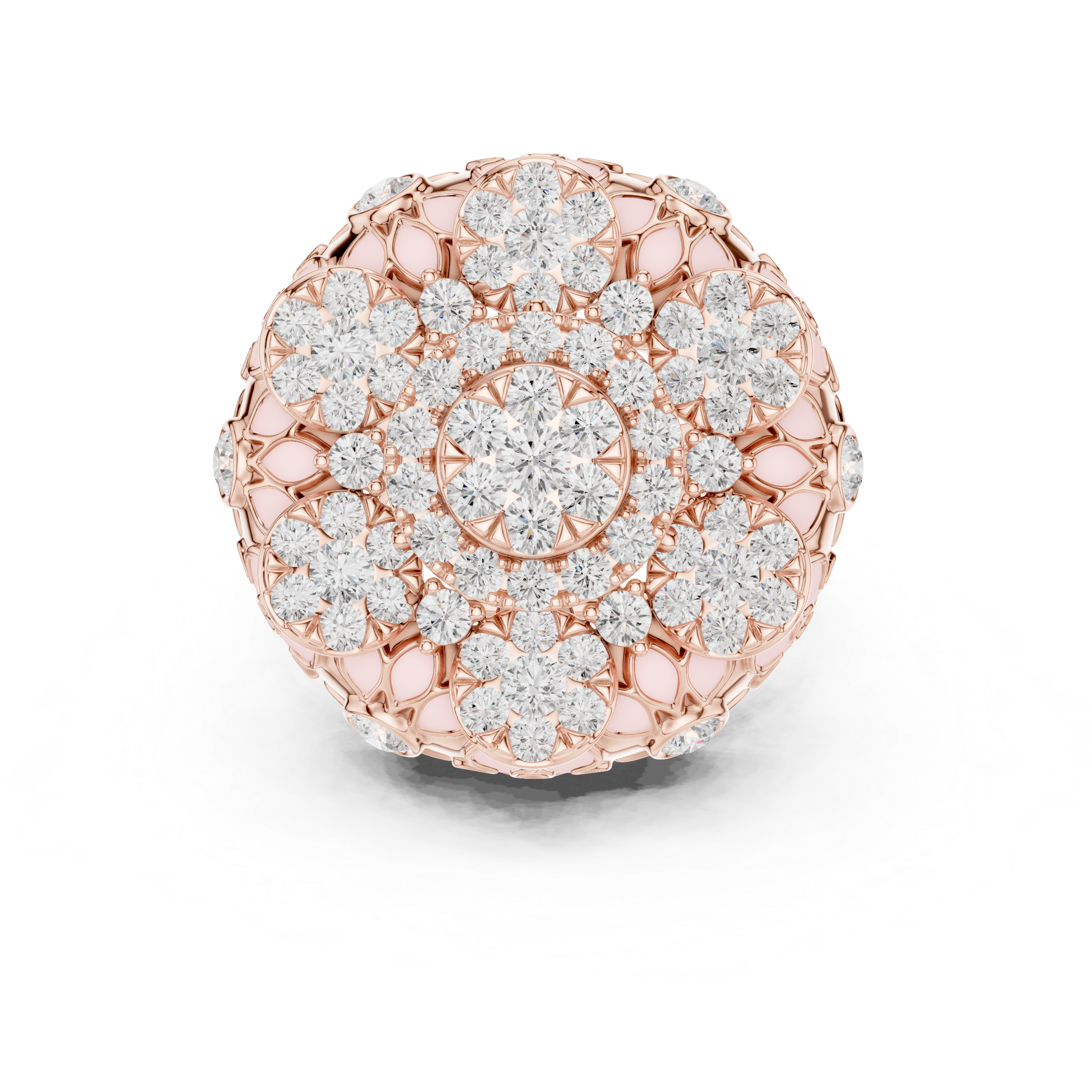 Floral Diamond Enamel Statement Cocktail Ring