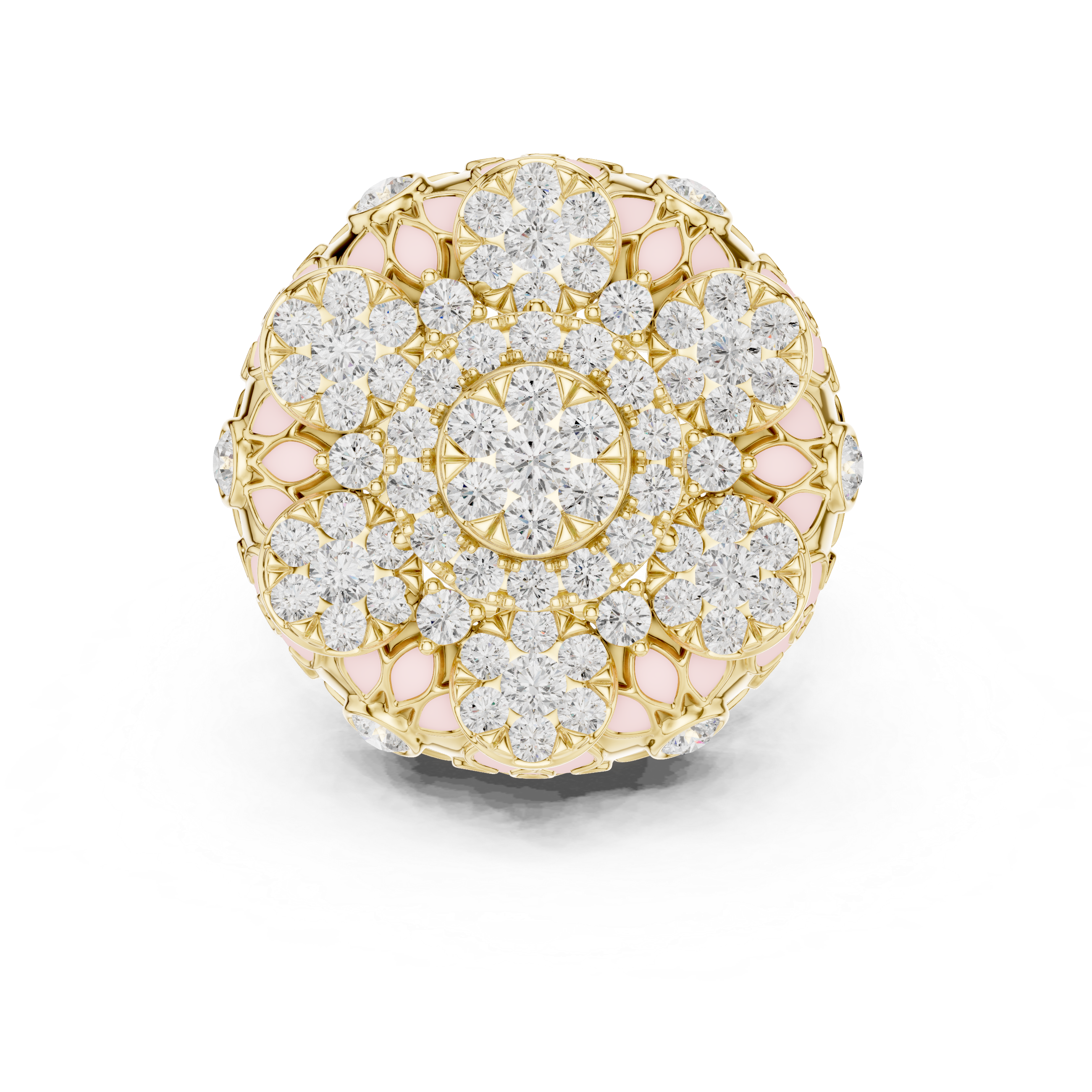 Floral Diamond Enamel Statement Cocktail Ring