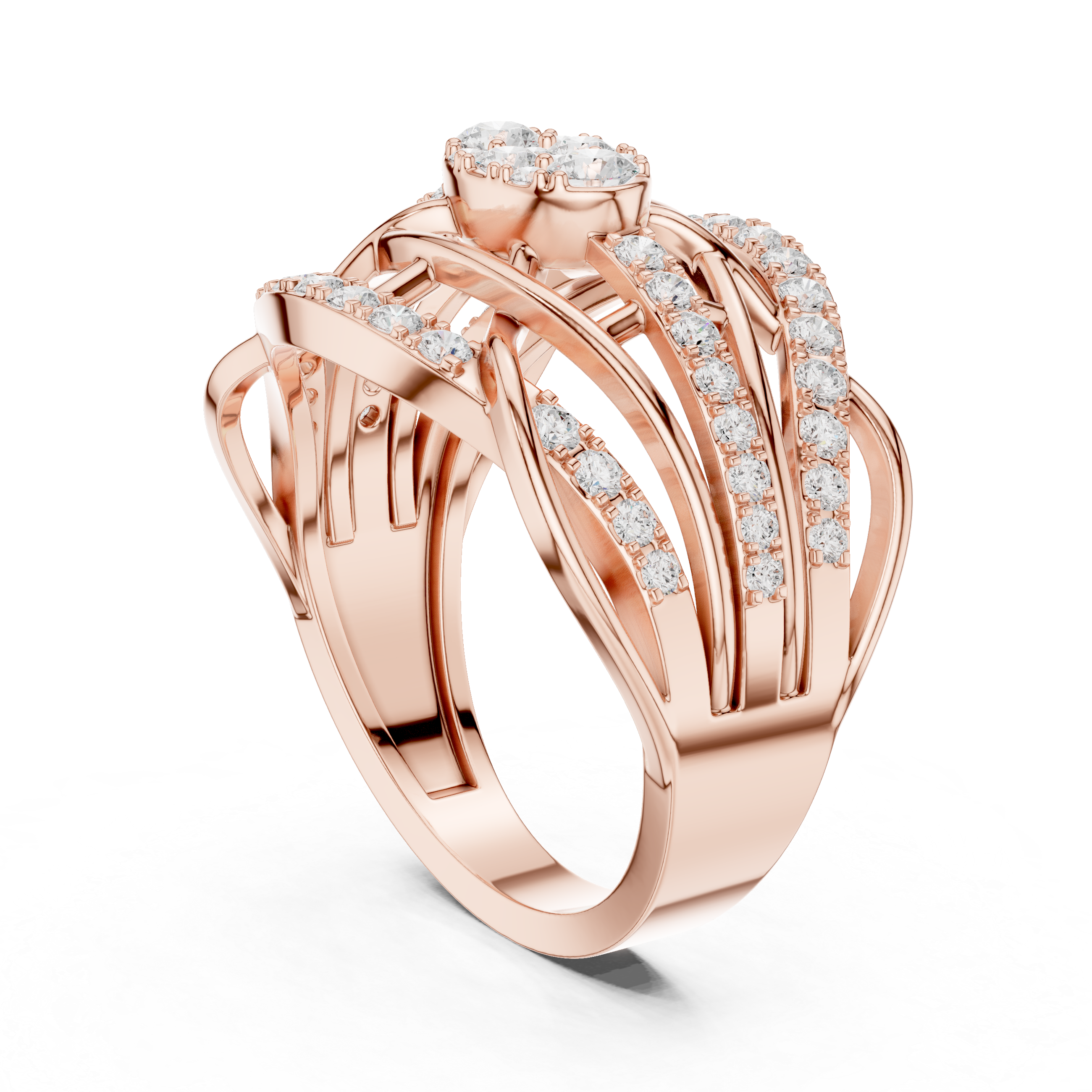 Multi Row Diamond Statement Cocktail Ring