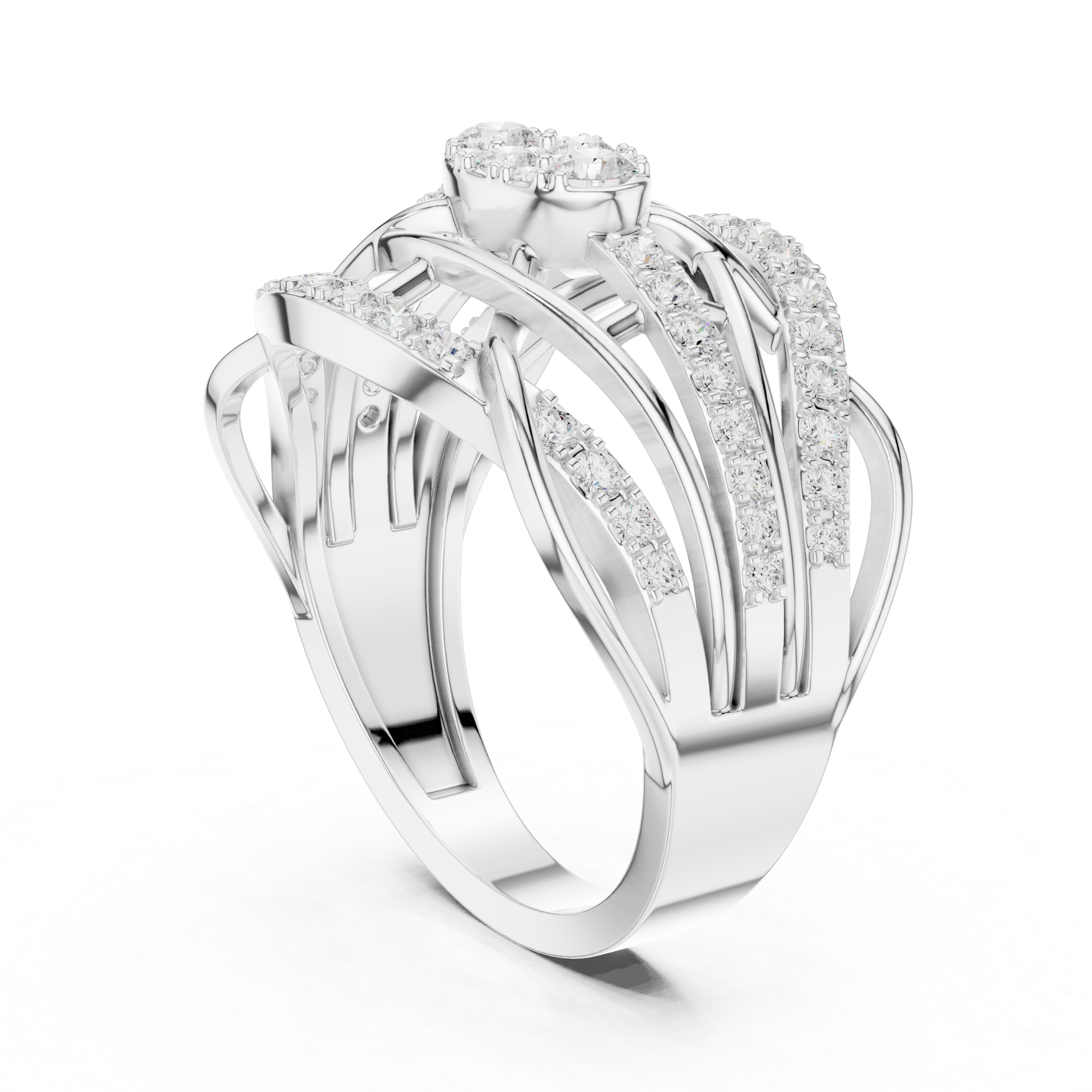 Multi Row Diamond Statement Cocktail Ring