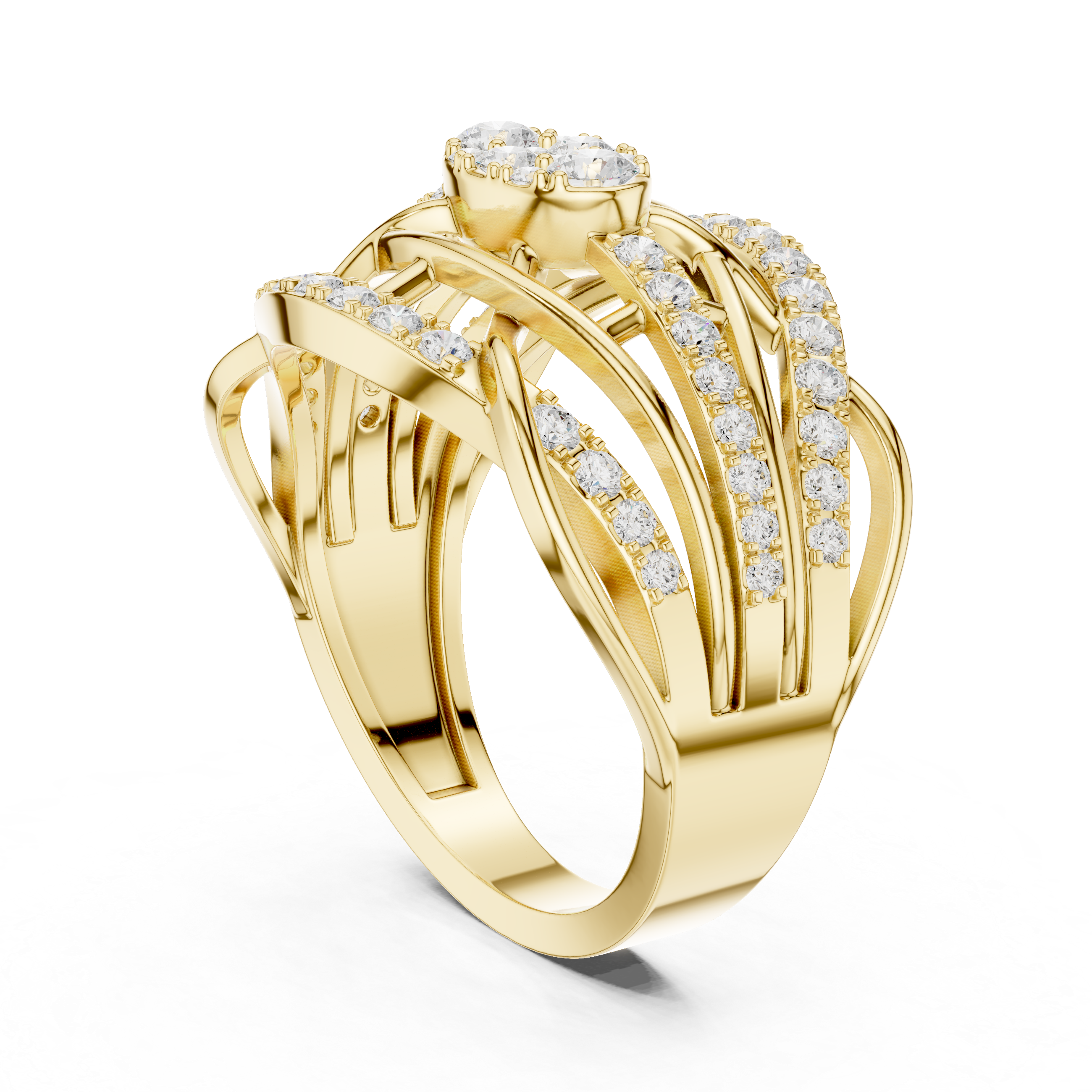 Multi Row Diamond Statement Cocktail Ring
