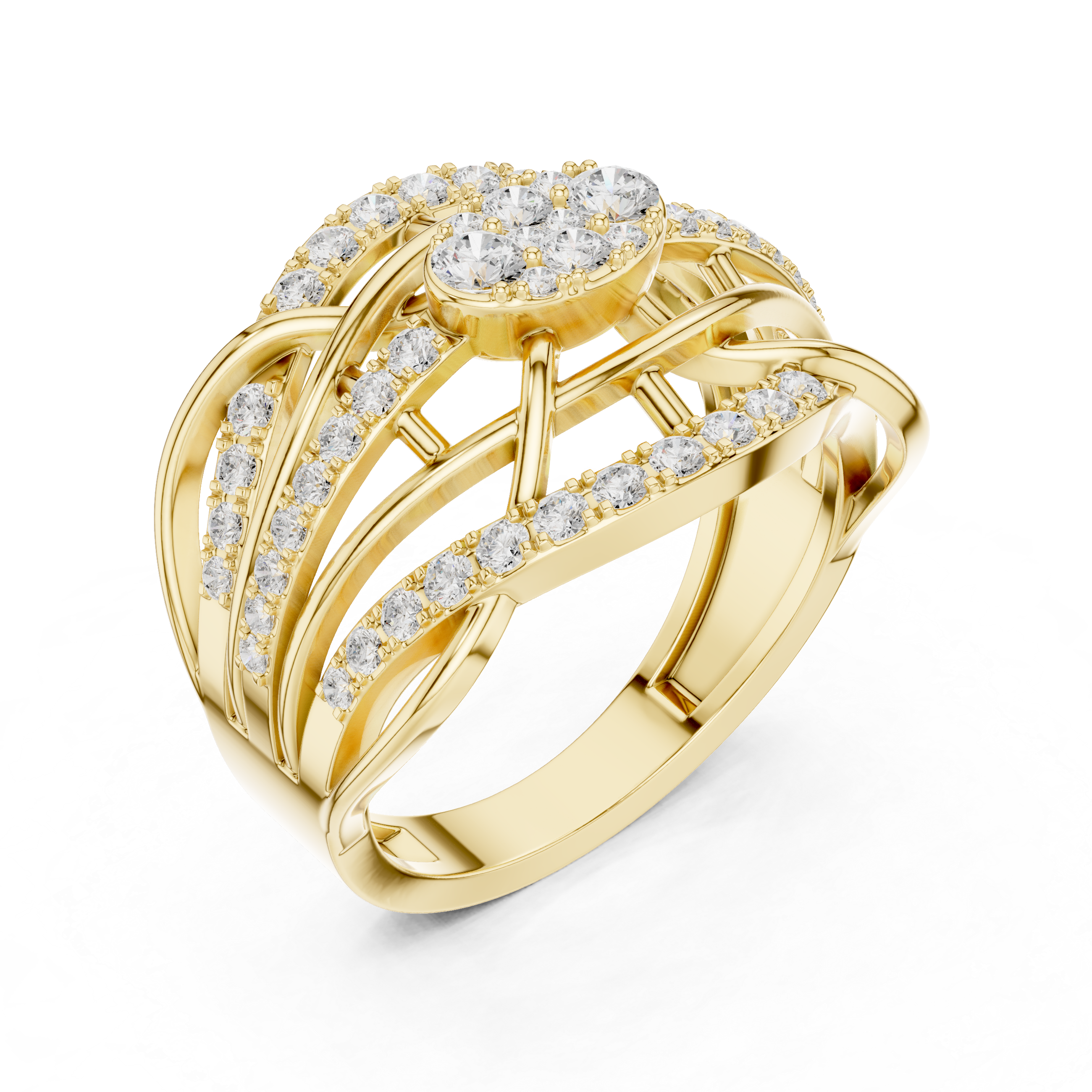 Multi Row Diamond Statement Cocktail Ring