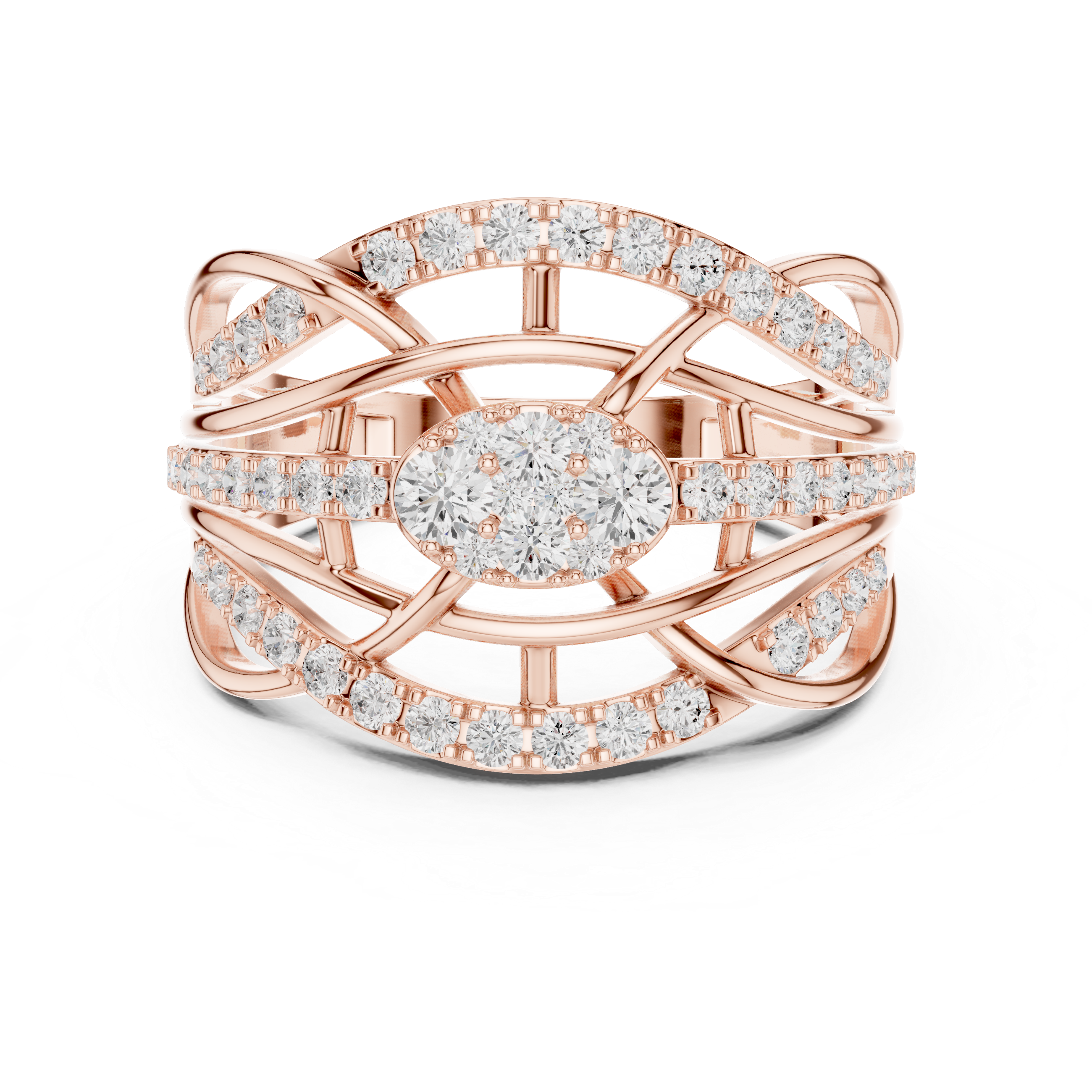 Multi Row Diamond Statement Cocktail Ring
