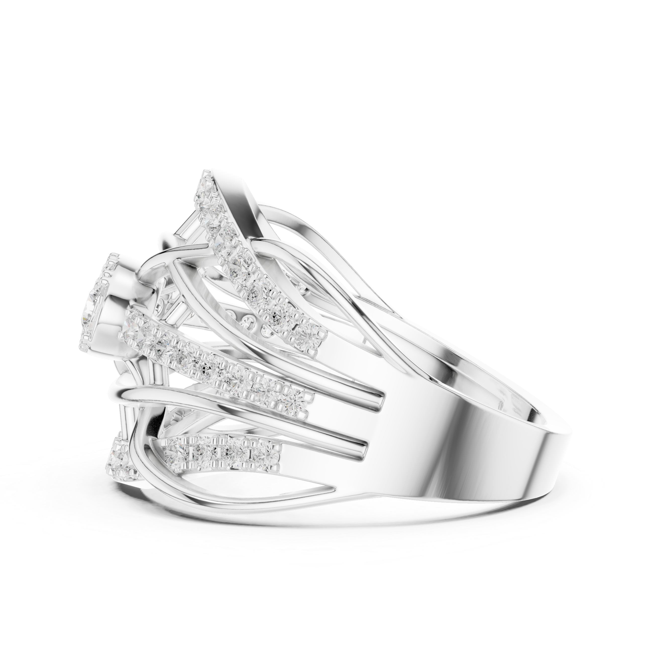 Multi Row Diamond Statement Cocktail Ring