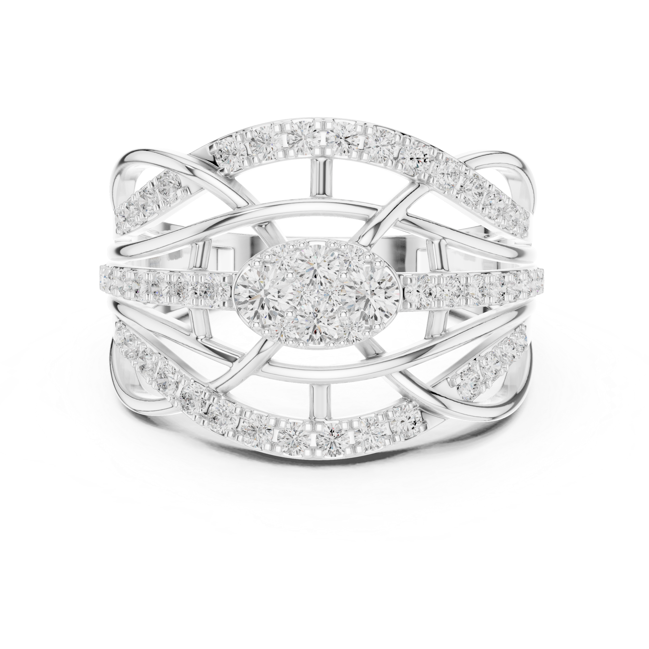 Multi Row Diamond Statement Cocktail Ring
