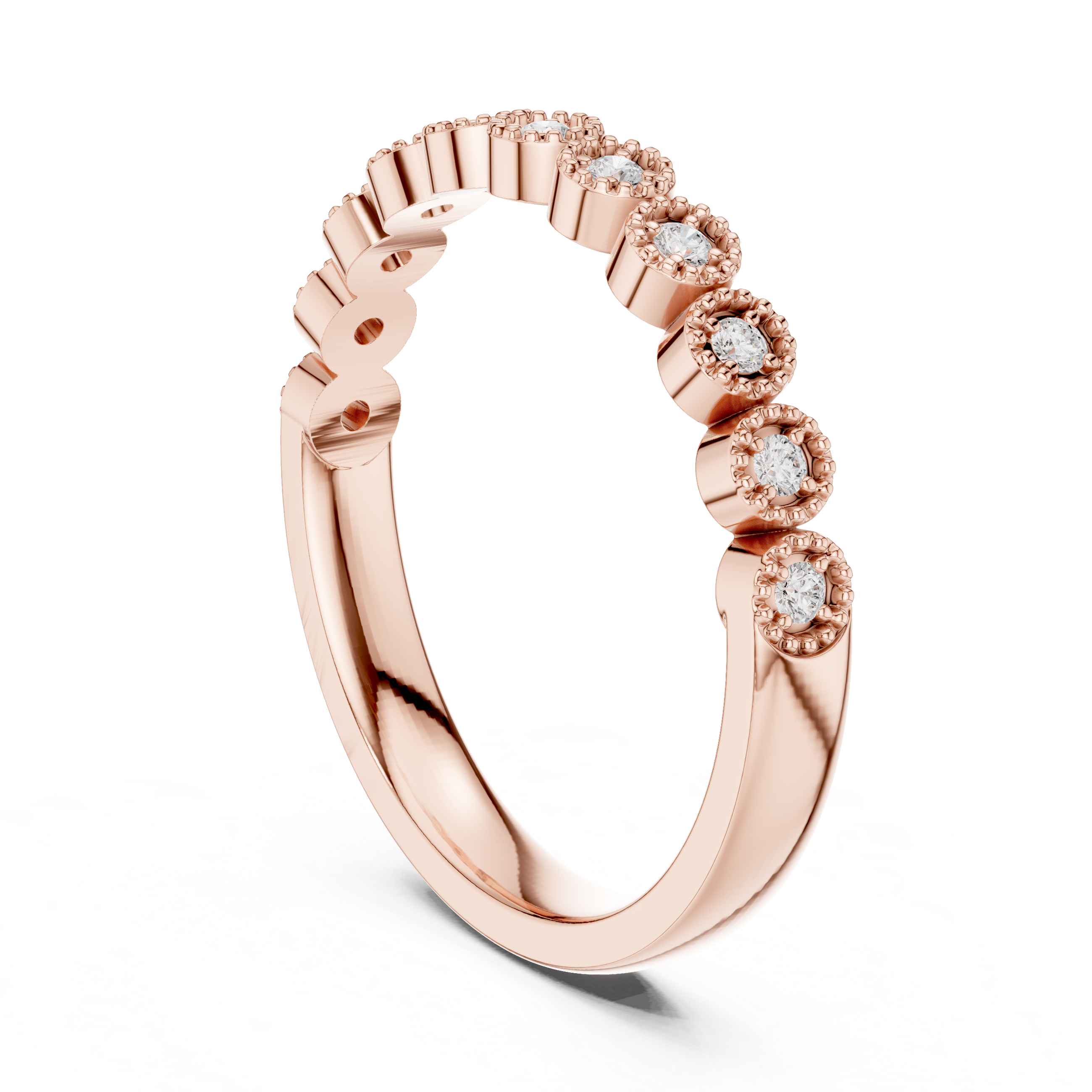 Milgrain Diamond Half Eternity Wedding Band