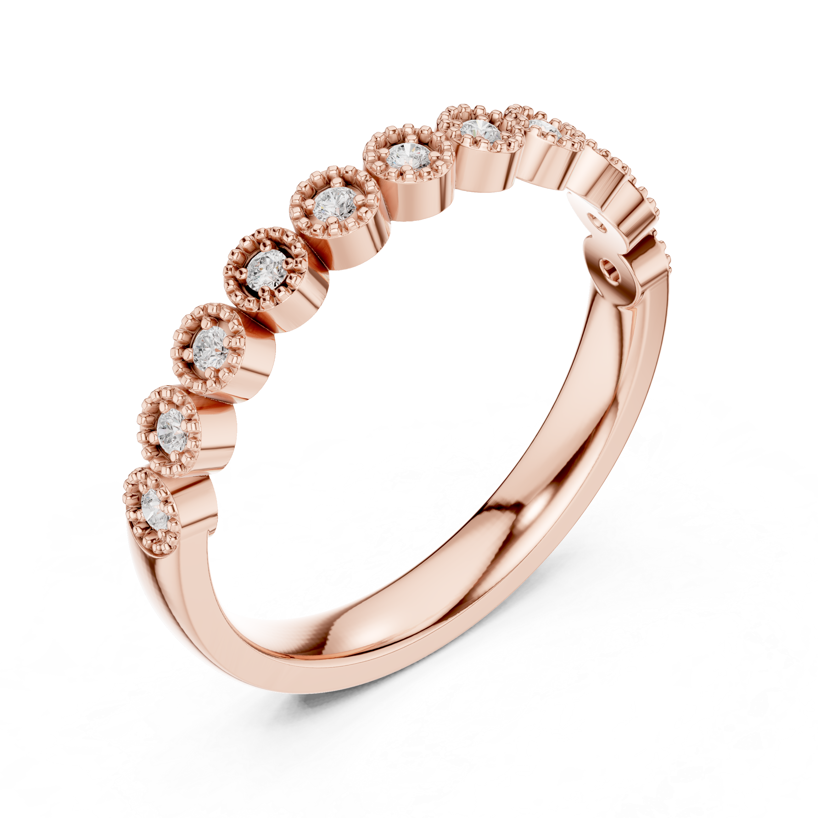 Milgrain Diamond Half Eternity Wedding Band