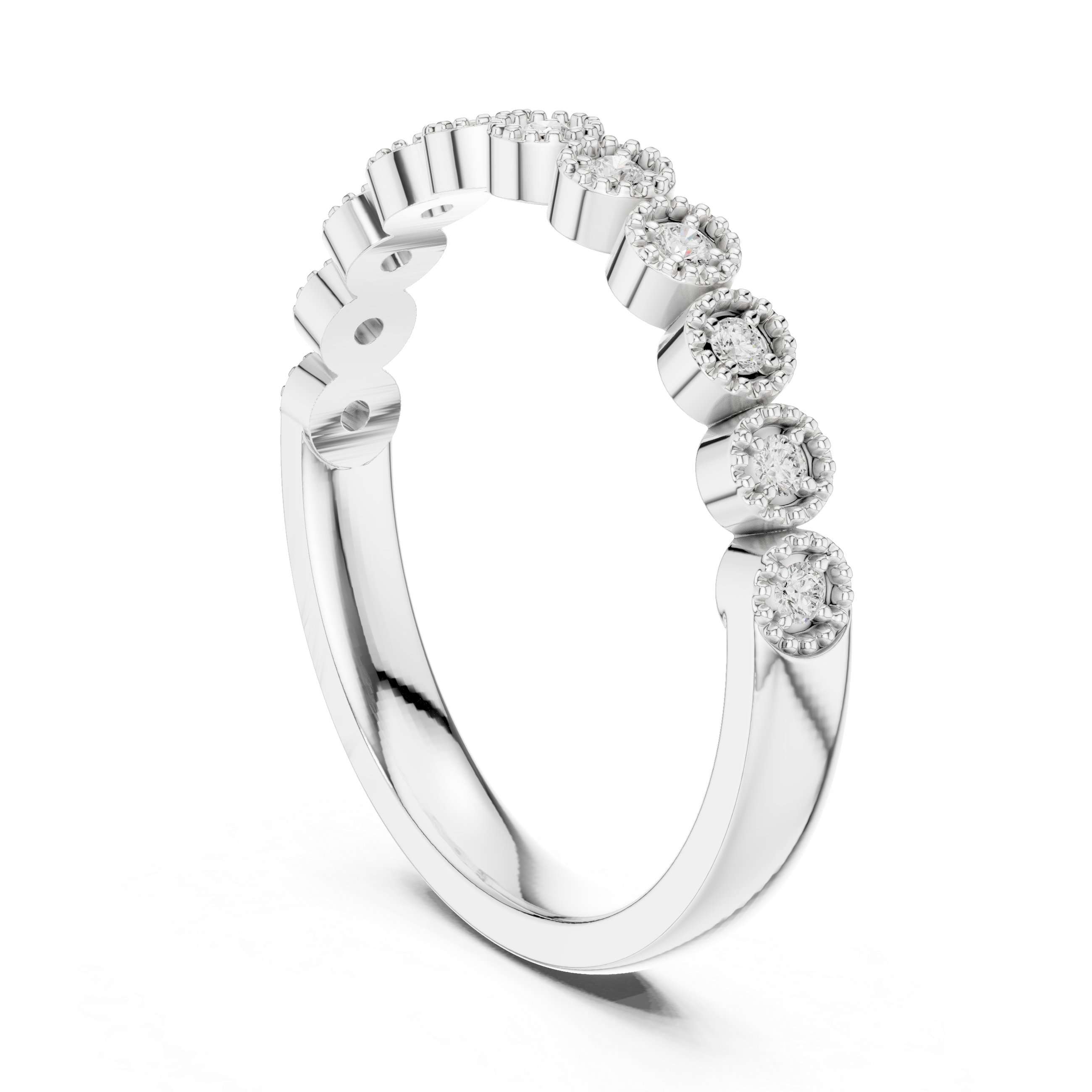 Milgrain Diamond Half Eternity Wedding Band
