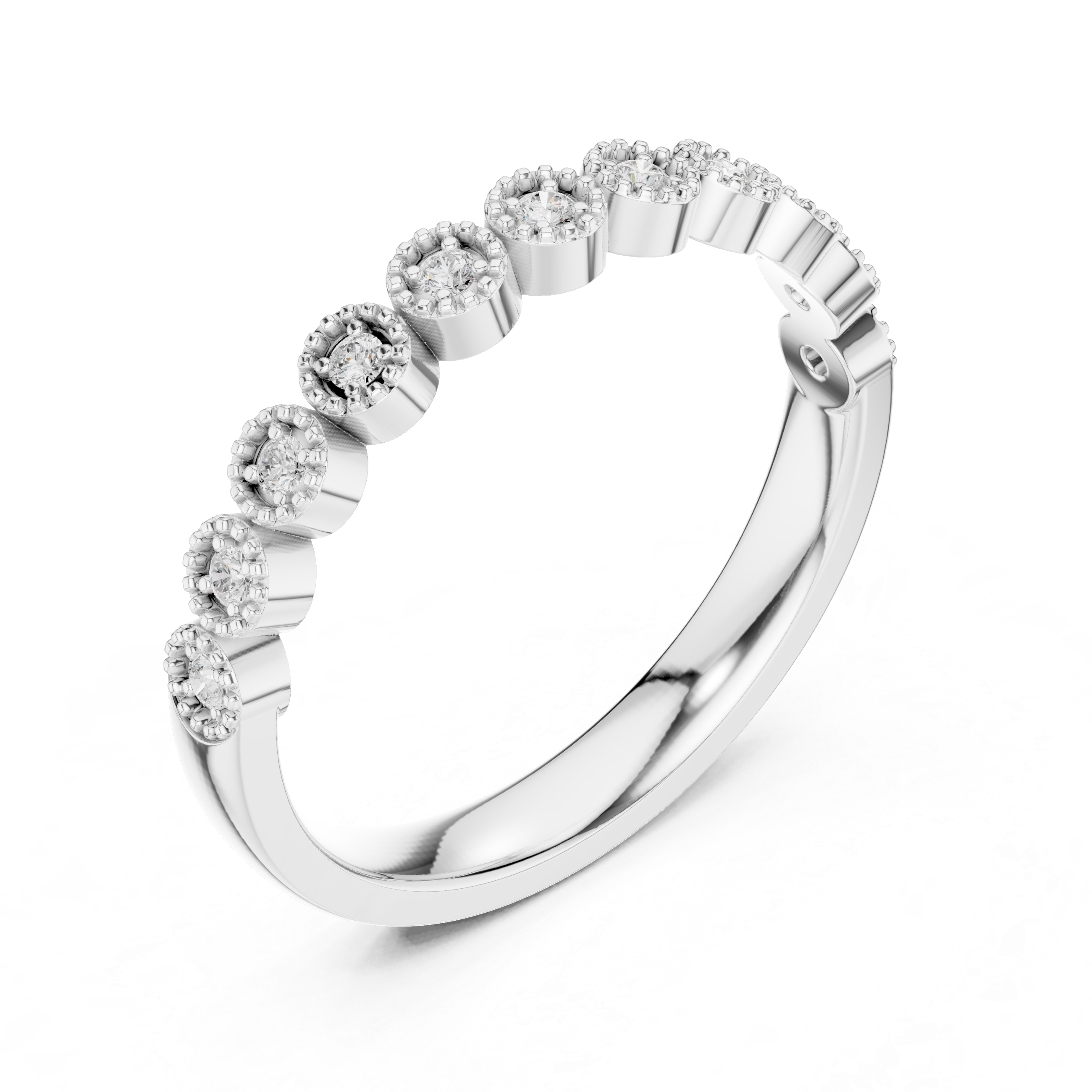 Milgrain Diamond Half Eternity Wedding Band