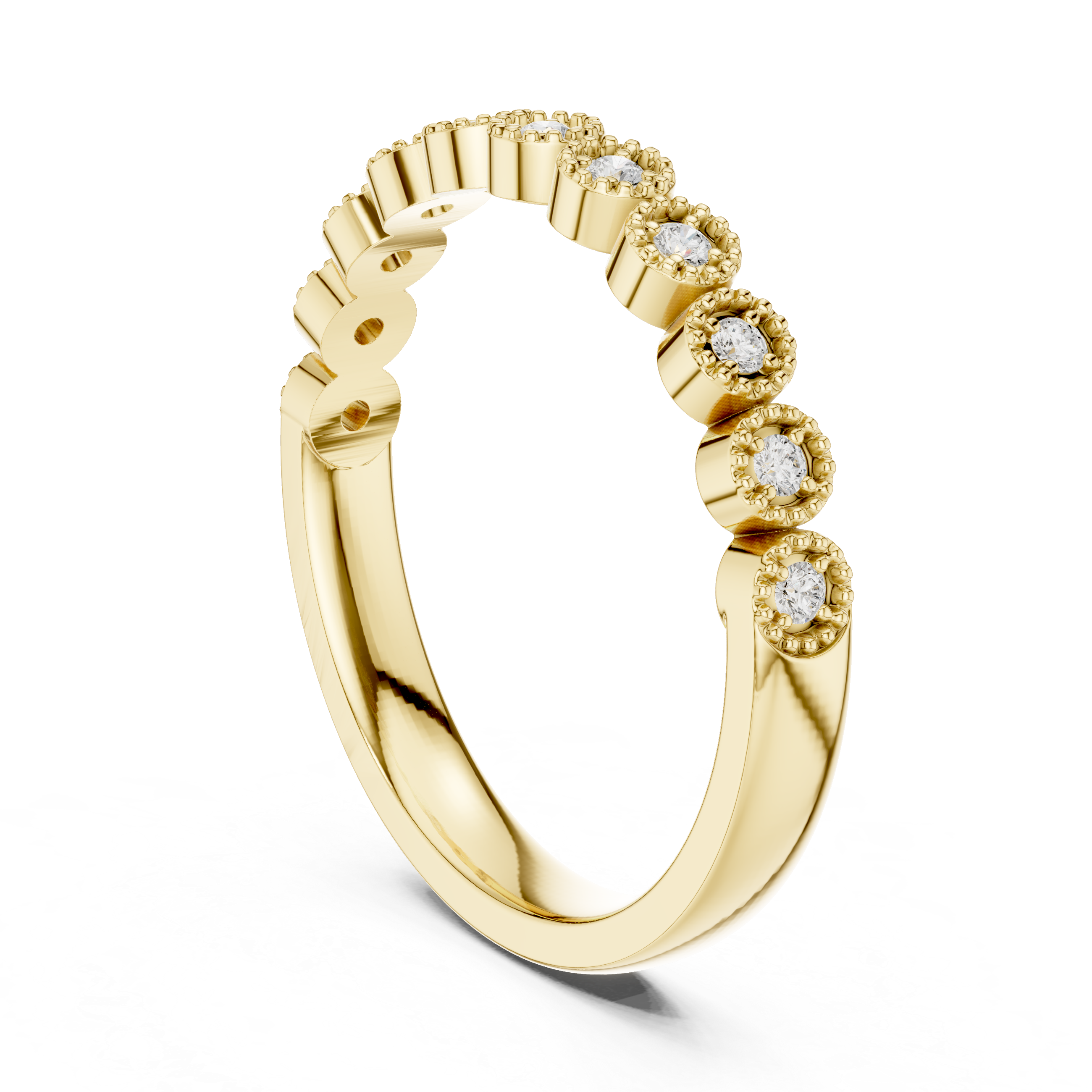 Milgrain Diamond Half Eternity Wedding Band