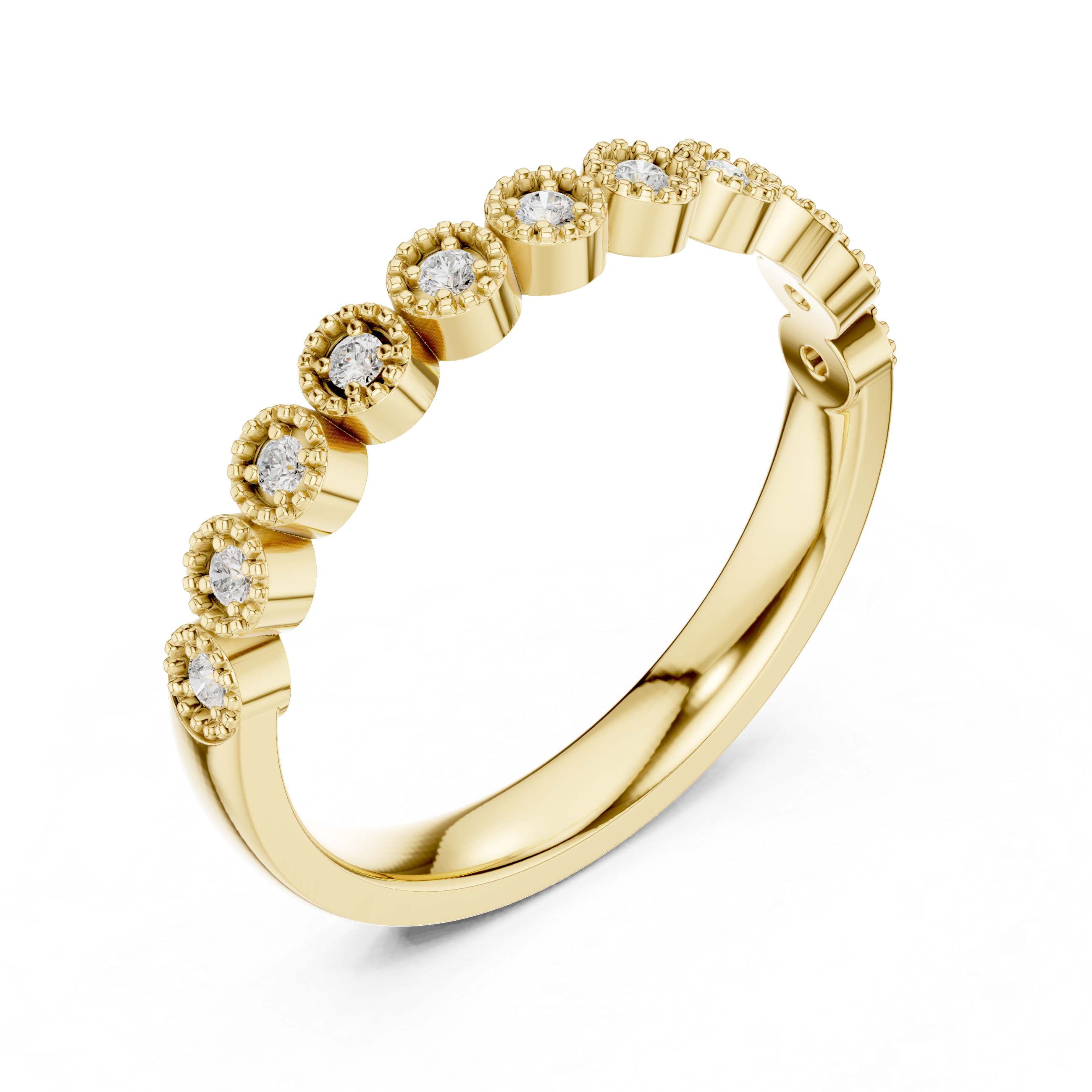 Milgrain Diamond Half Eternity Wedding Band