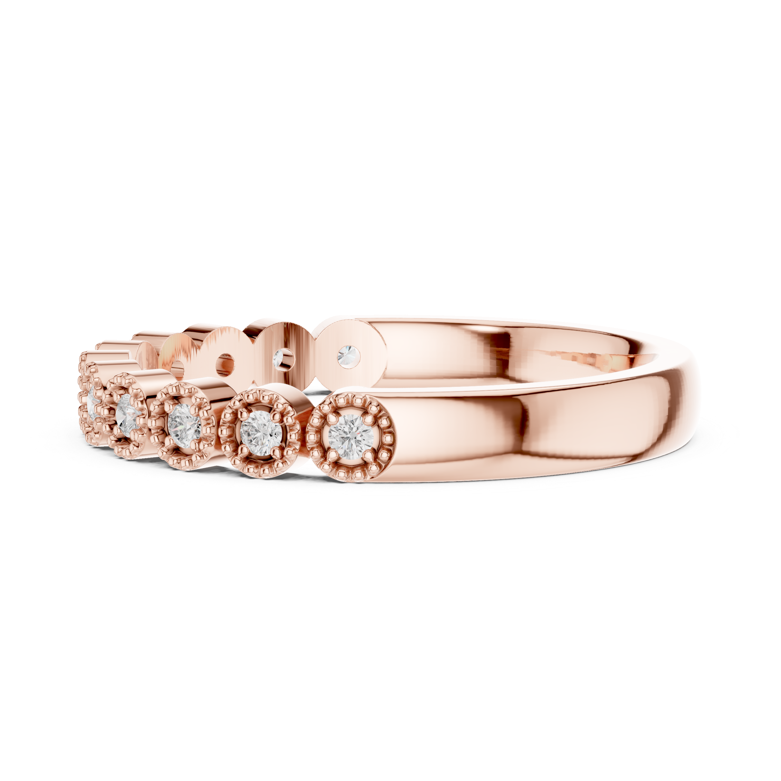 Milgrain Diamond Half Eternity Wedding Band