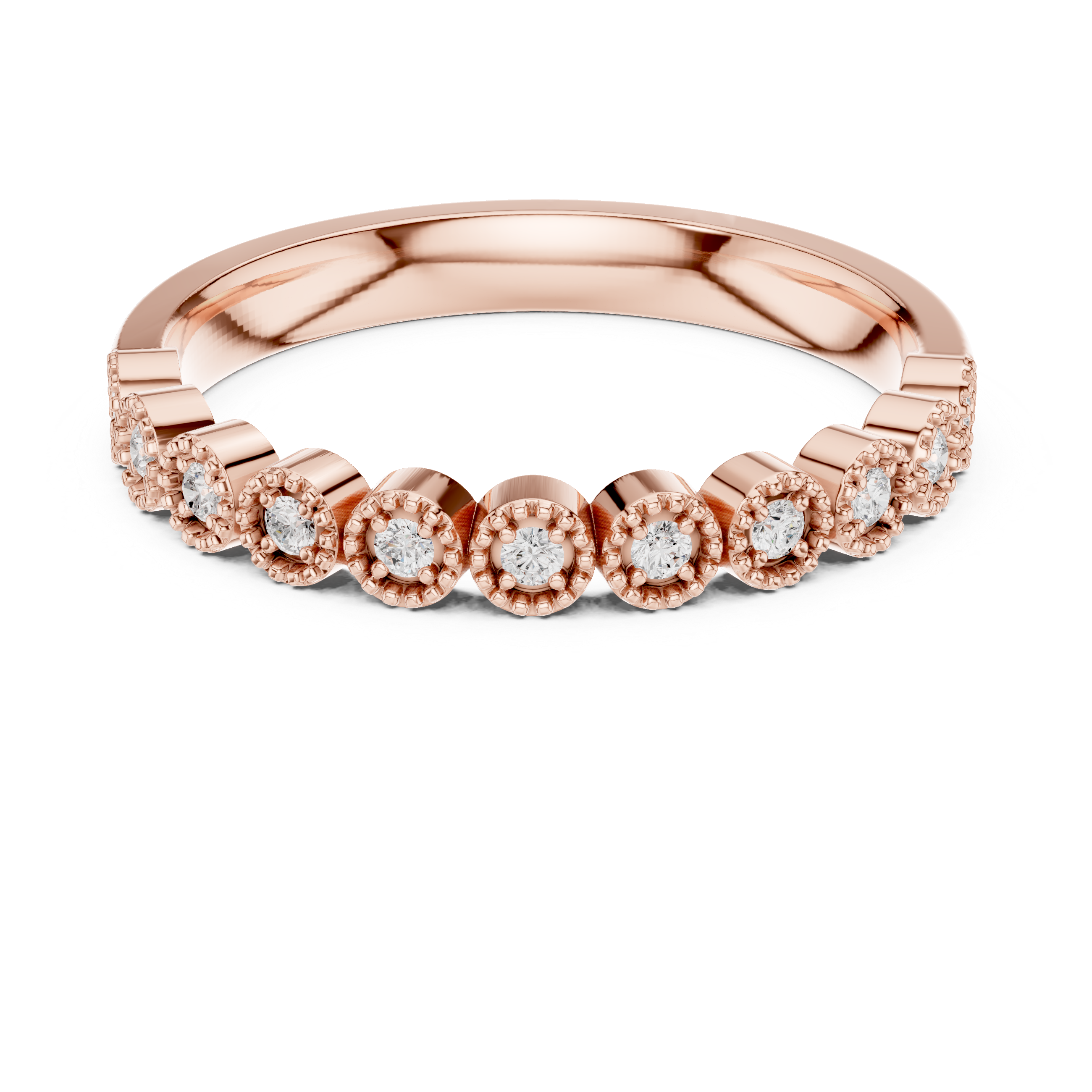 Milgrain Diamond Half Eternity Wedding Band