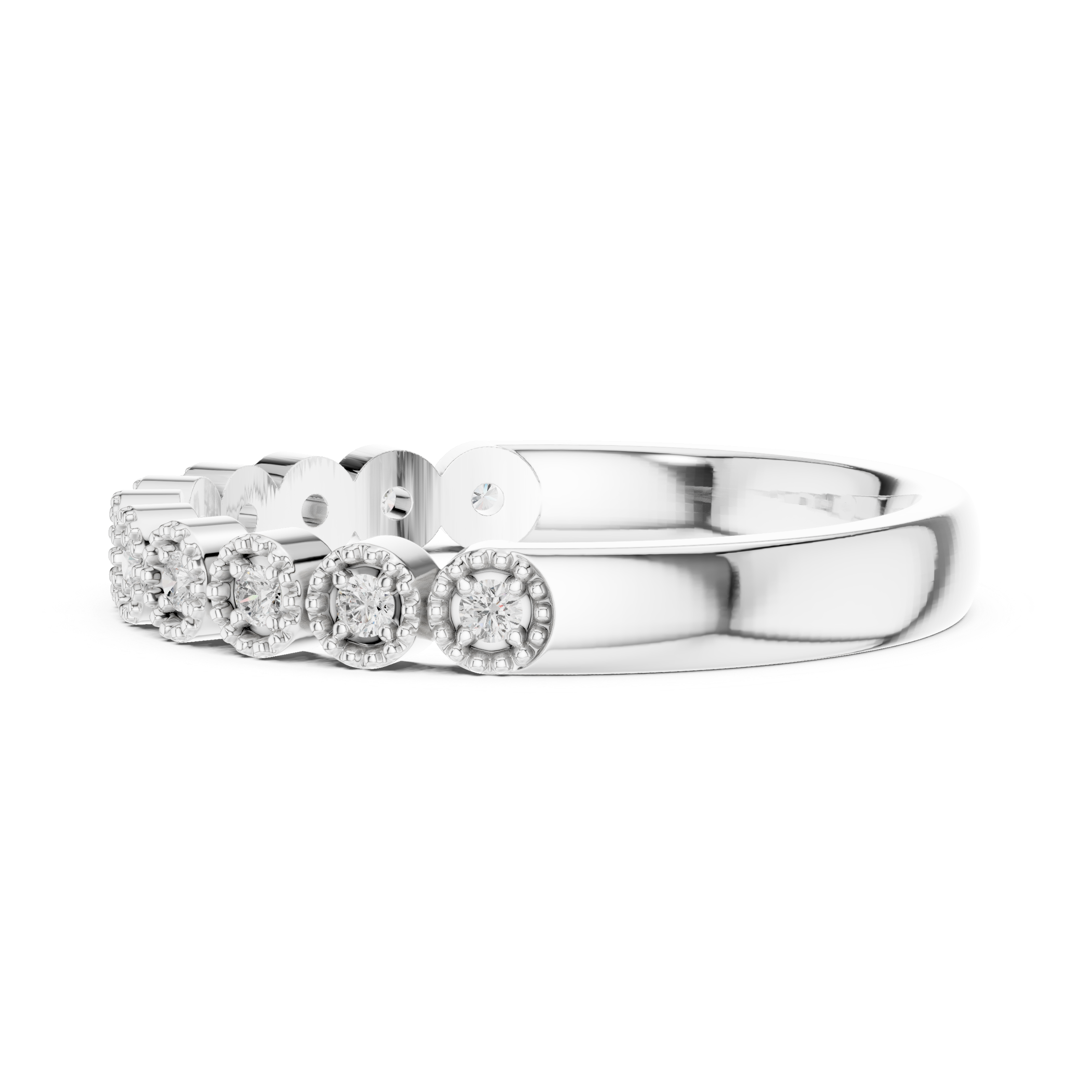 Milgrain Diamond Half Eternity Wedding Band