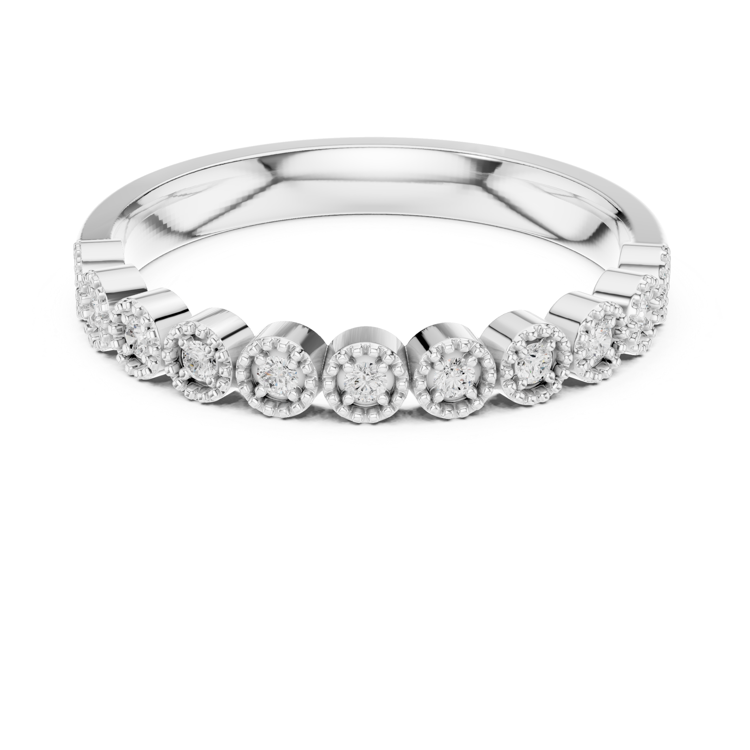 Milgrain Diamond Half Eternity Wedding Band