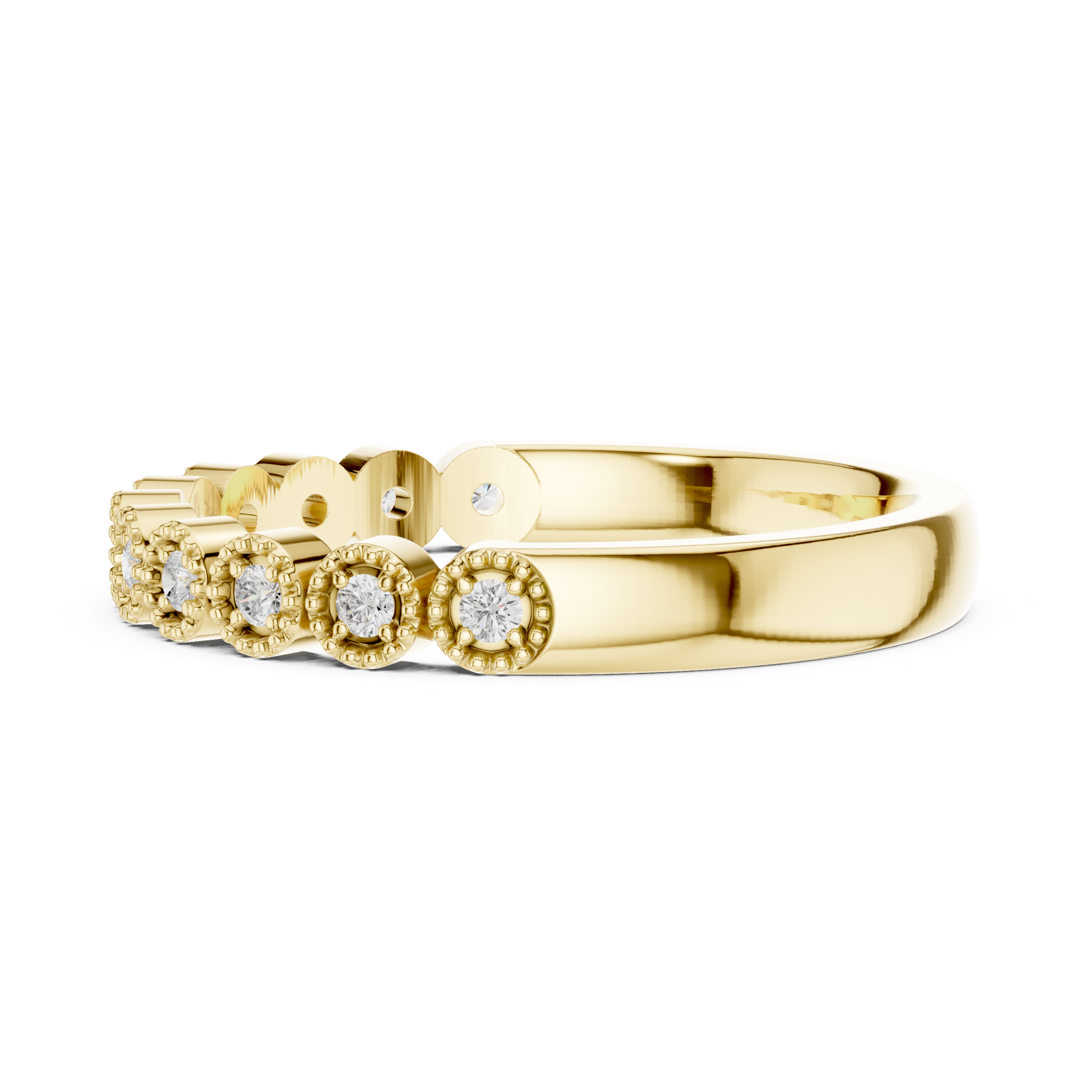 Milgrain Diamond Half Eternity Wedding Band