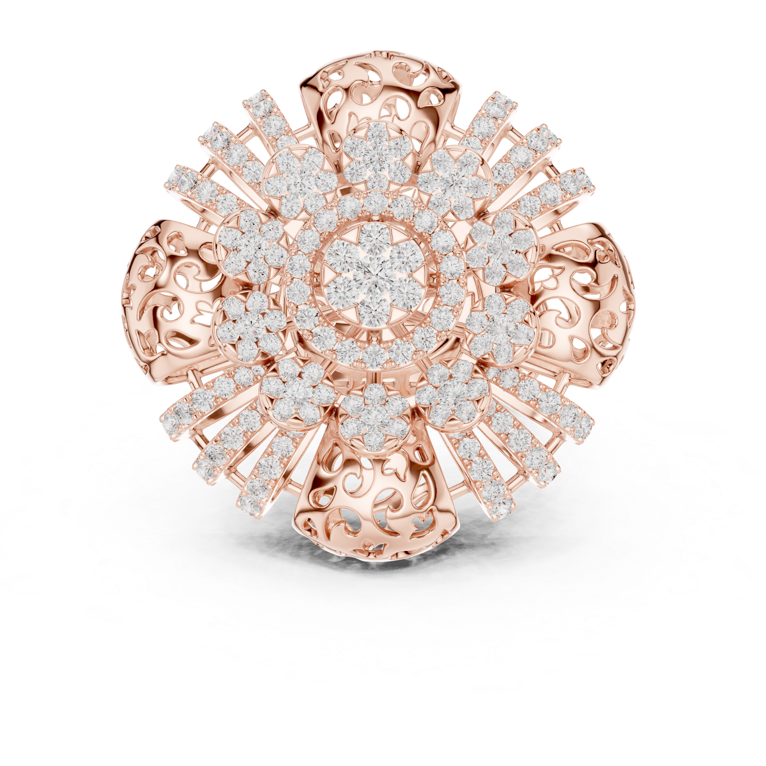 Luxury Floral Diamond Cocktail Statement Ring