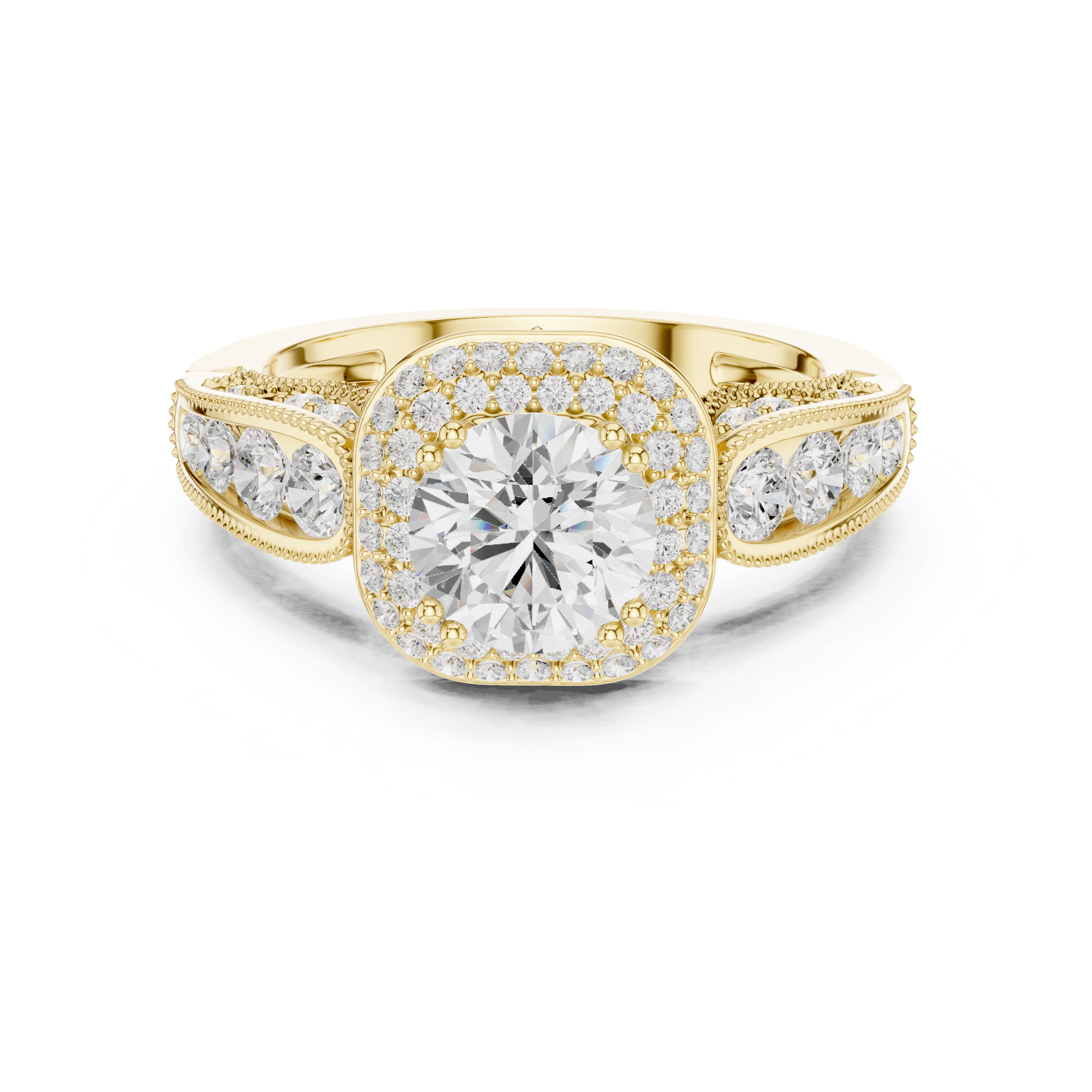 Vintage Cushion Halo Diamond Engagement Ring
