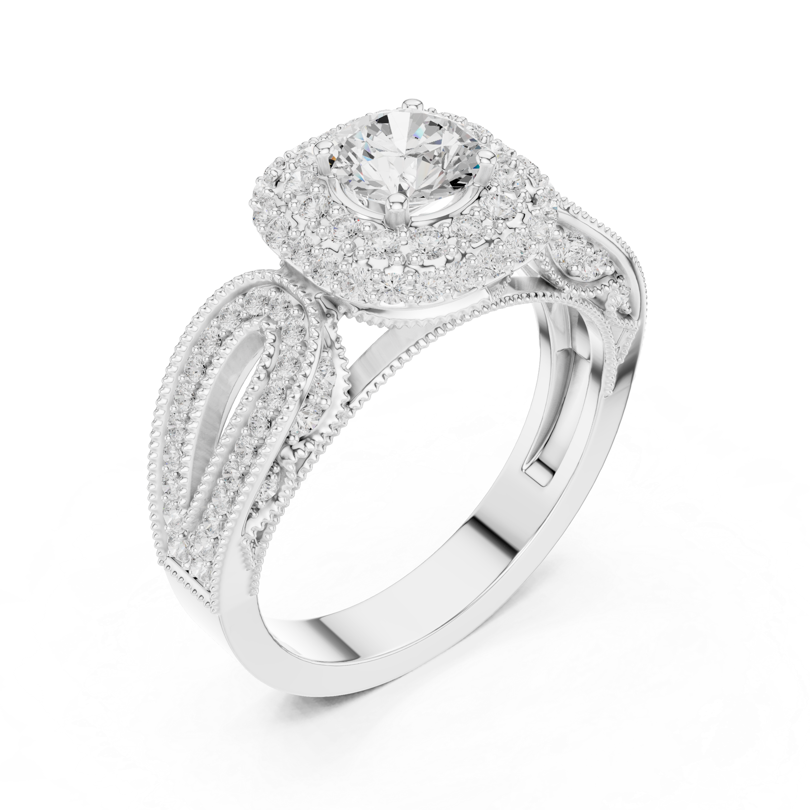 Vintage Double Halo Diamond Engagement Ring