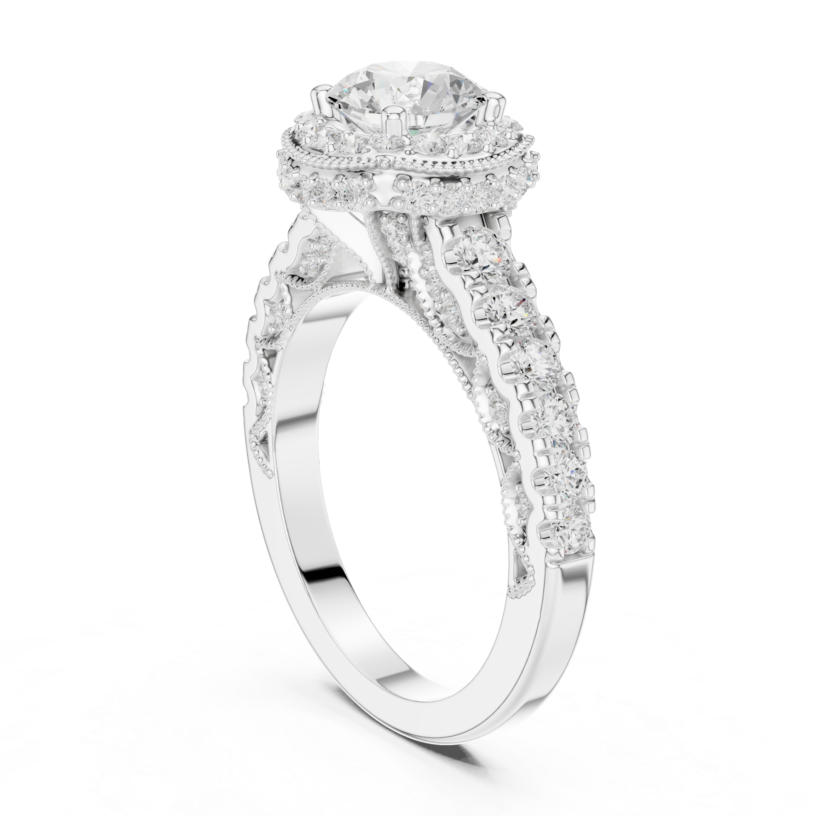 Vintage Halo Diamond Engagement Ring