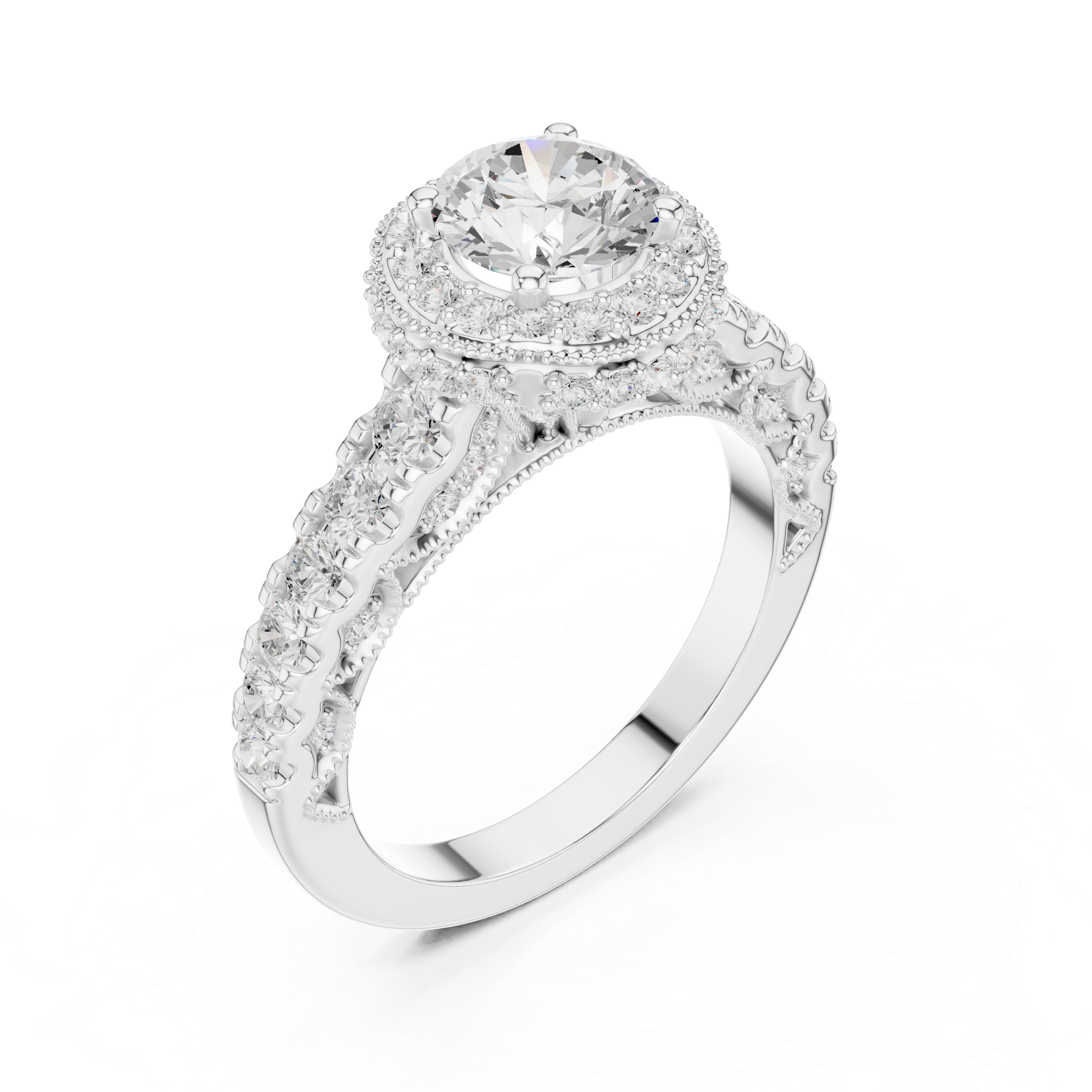 Vintage Halo Diamond Engagement Ring