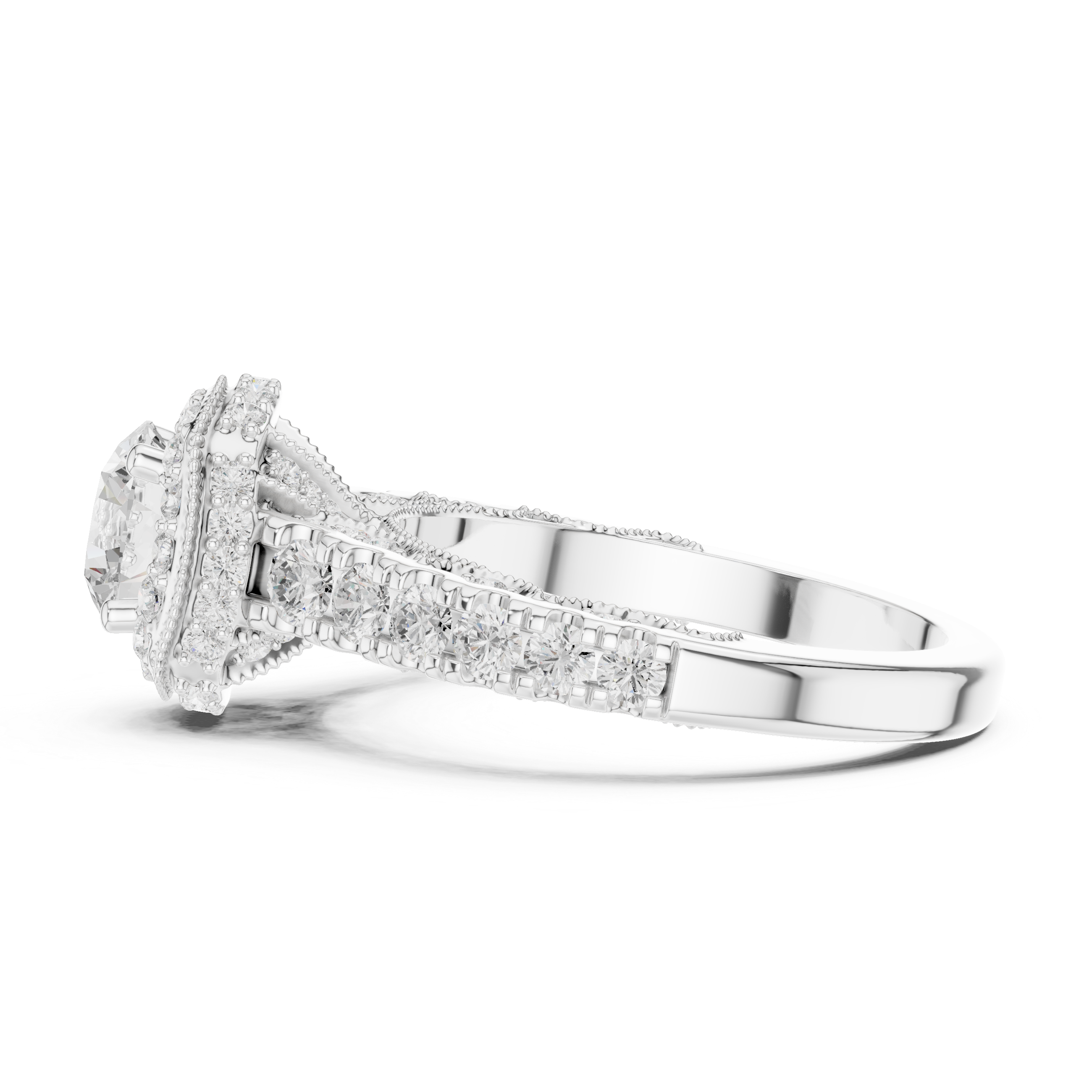 Vintage Halo Diamond Engagement Ring