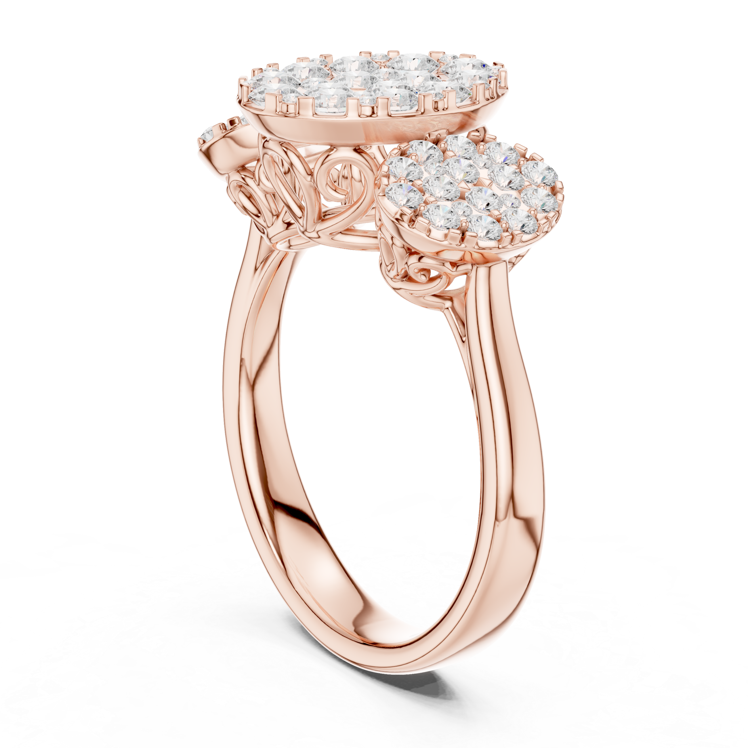 Luxury Three Cluster Diamond Ring