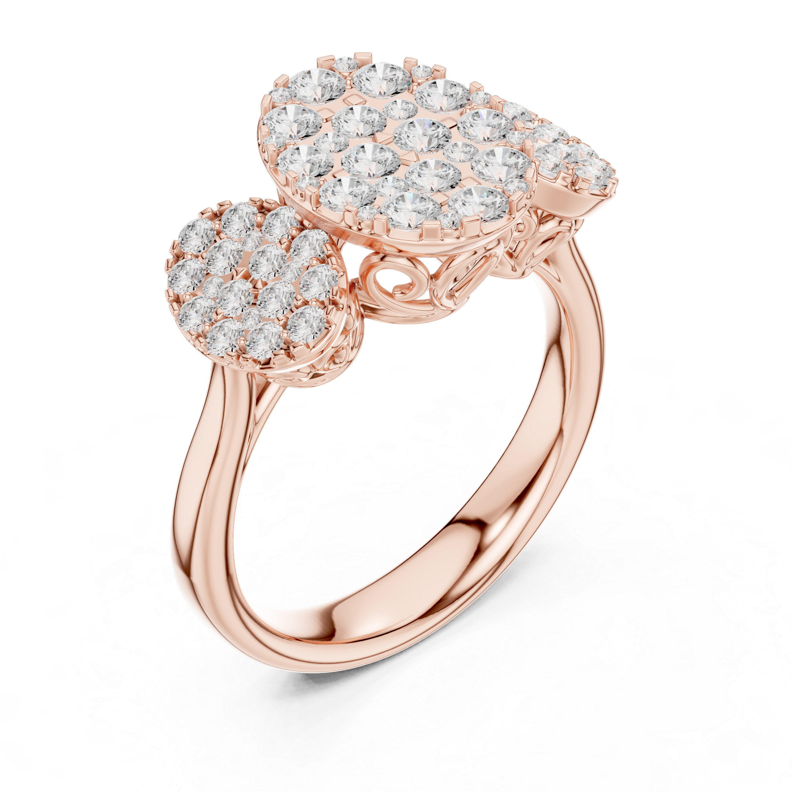 Luxury Three Cluster Diamond Ring