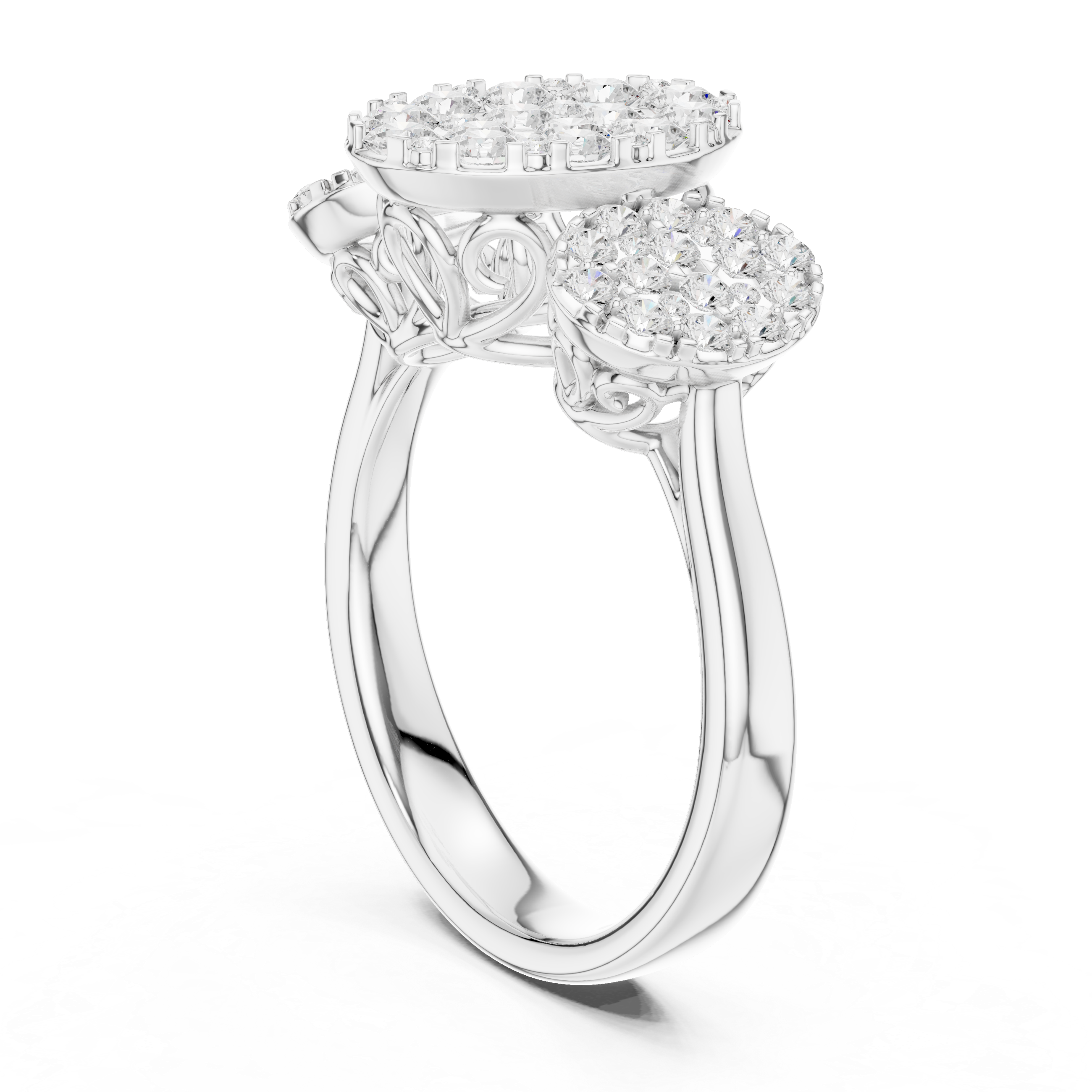 Luxury Three Cluster Diamond Ring