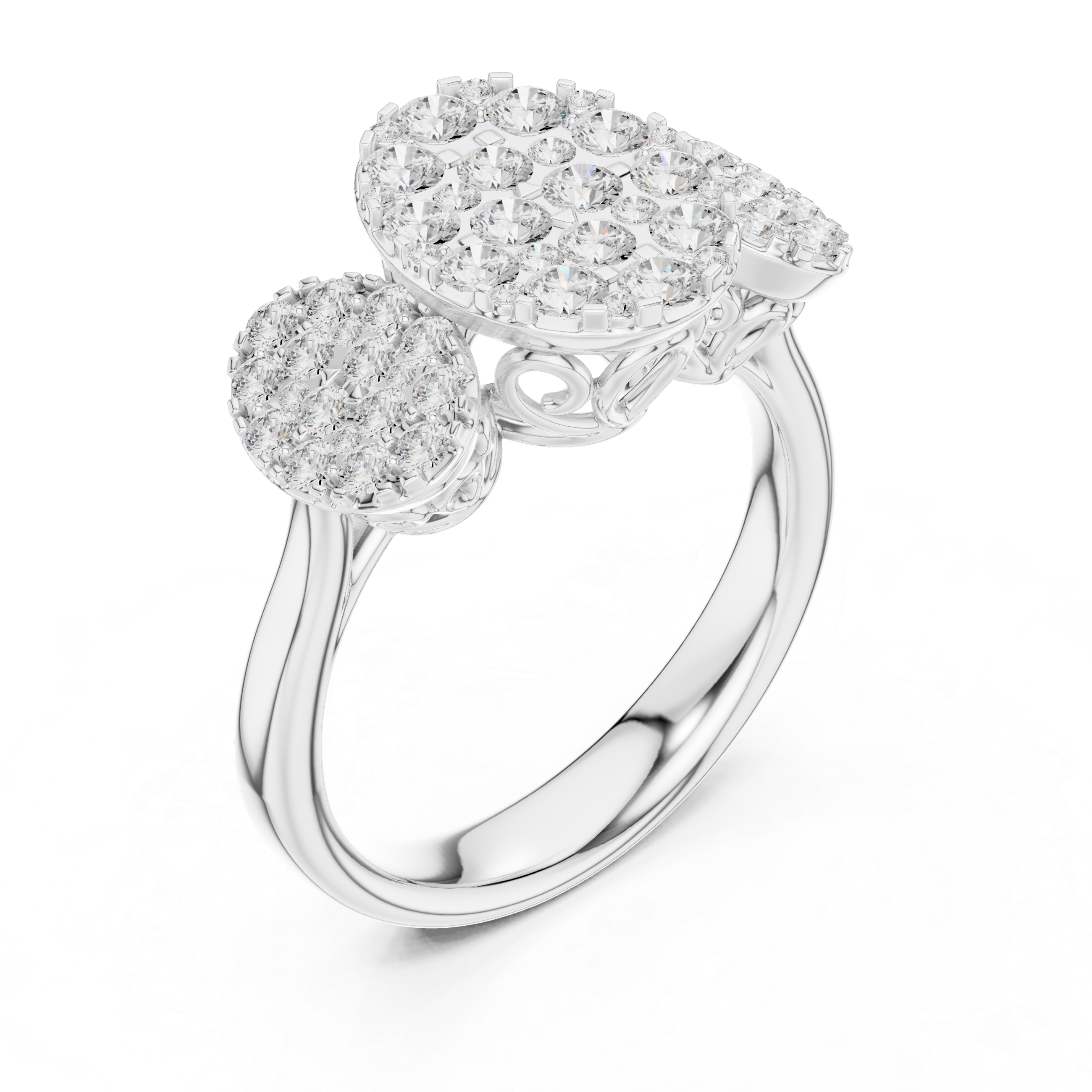 Luxury Three Cluster Diamond Ring
