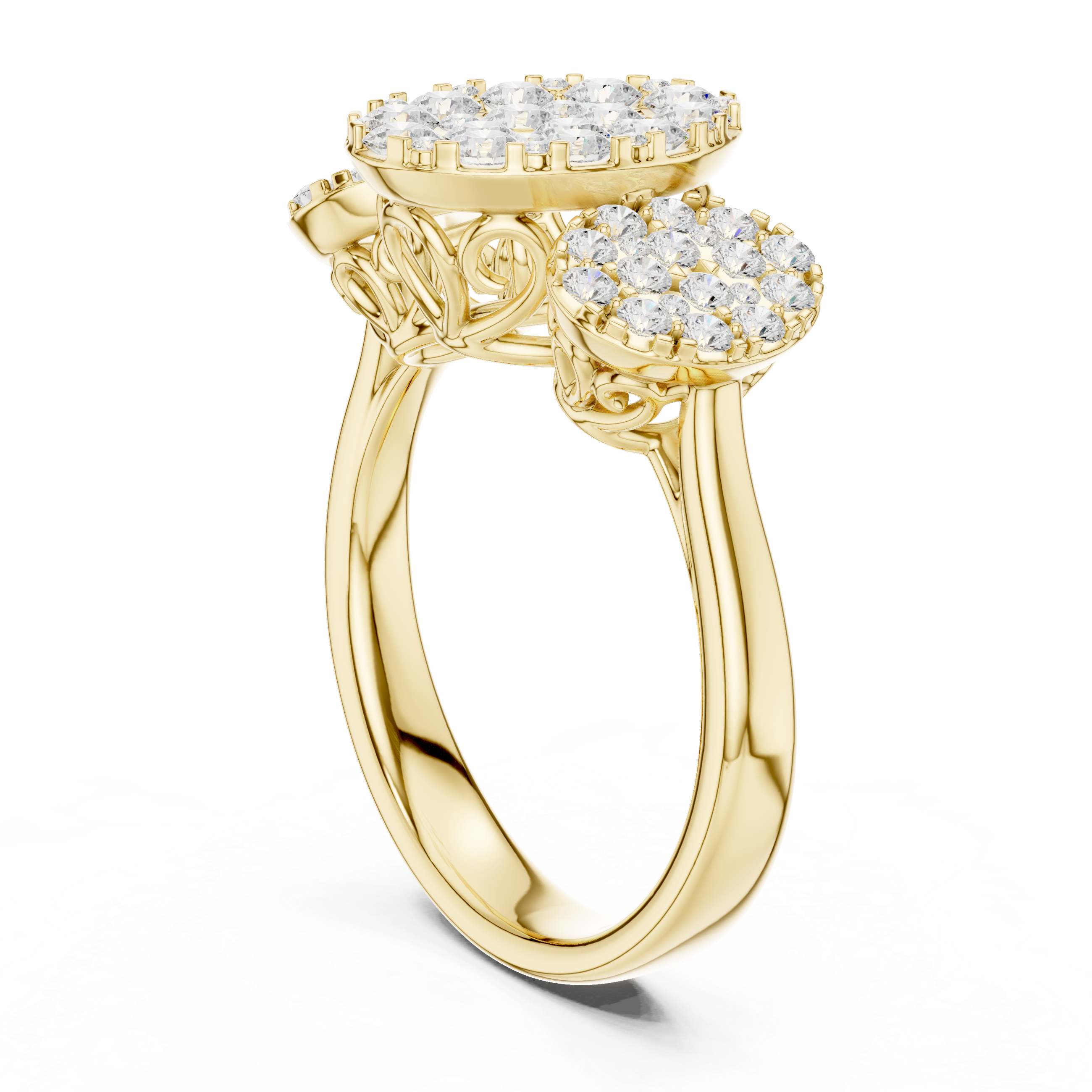 Luxury Three Cluster Diamond Ring