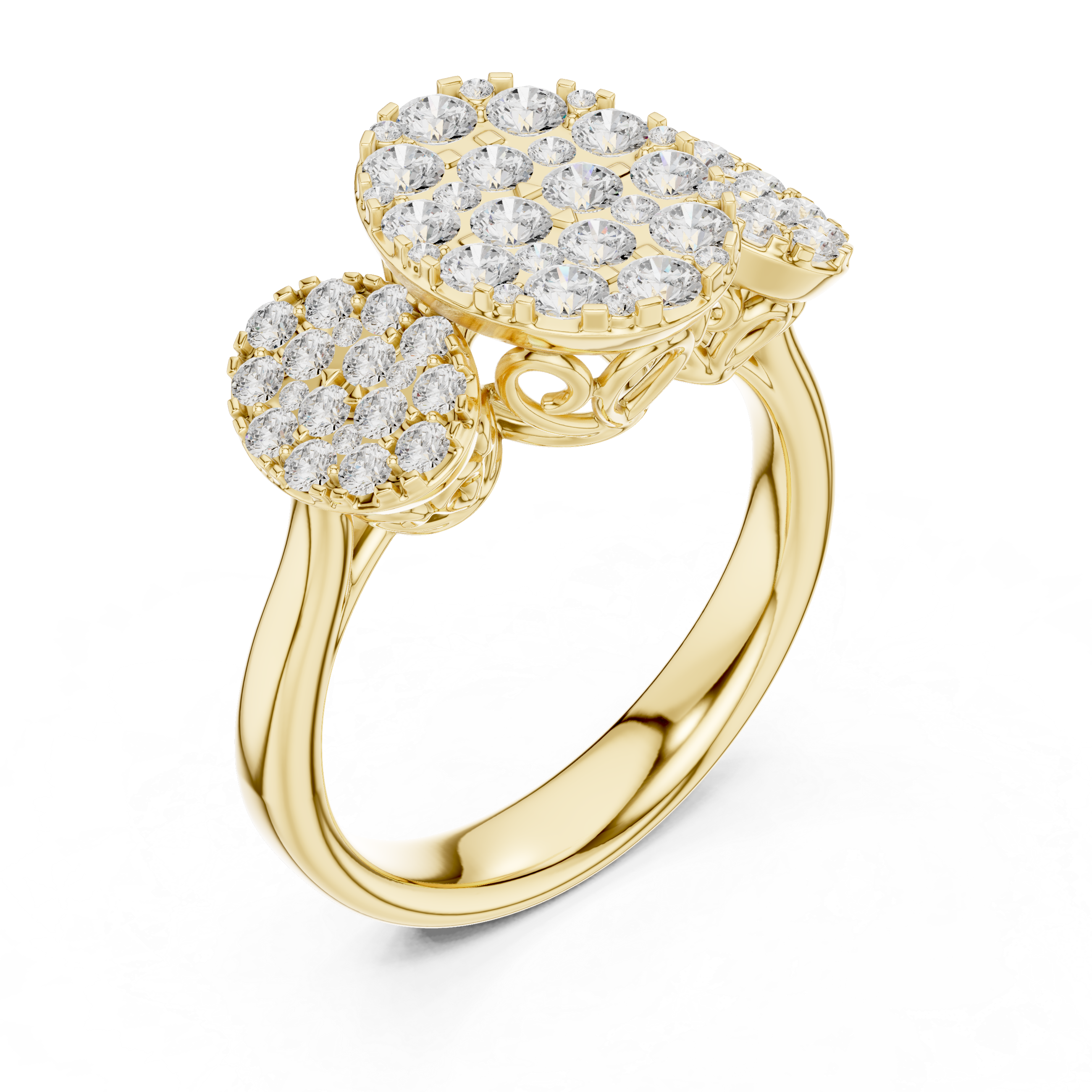 Luxury Three Cluster Diamond Ring